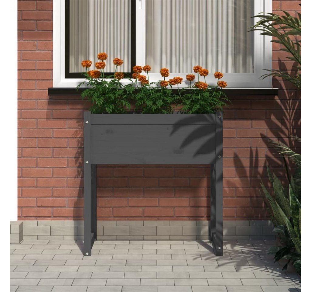 Thumbnail - vidaXL Blumentopf Pflanzkübel Grau 78x40x81 cm Massivholz Kiefer (1 St)