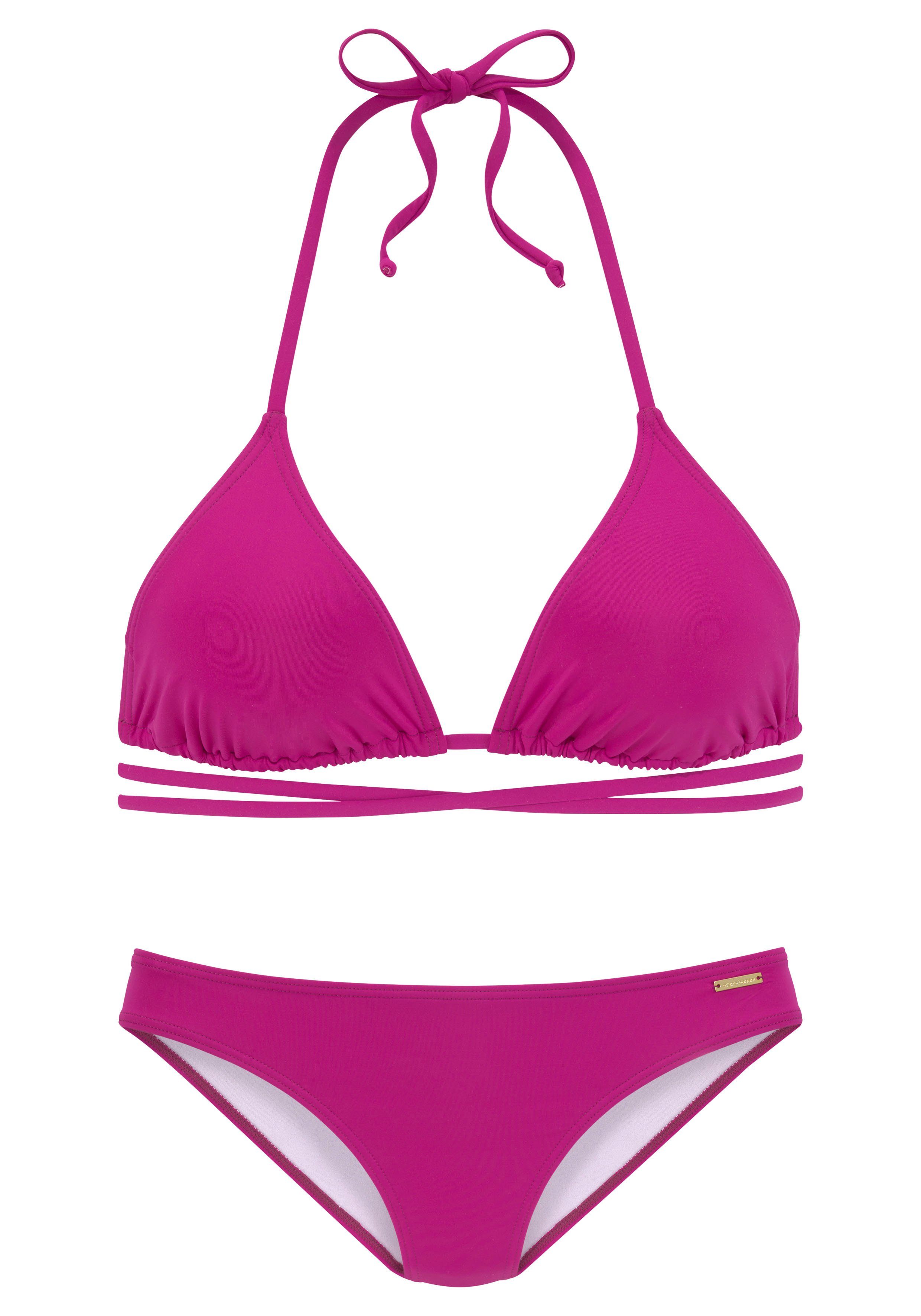 Bruno Banani Triangel-Bikini unifarben mit langem Bindeband