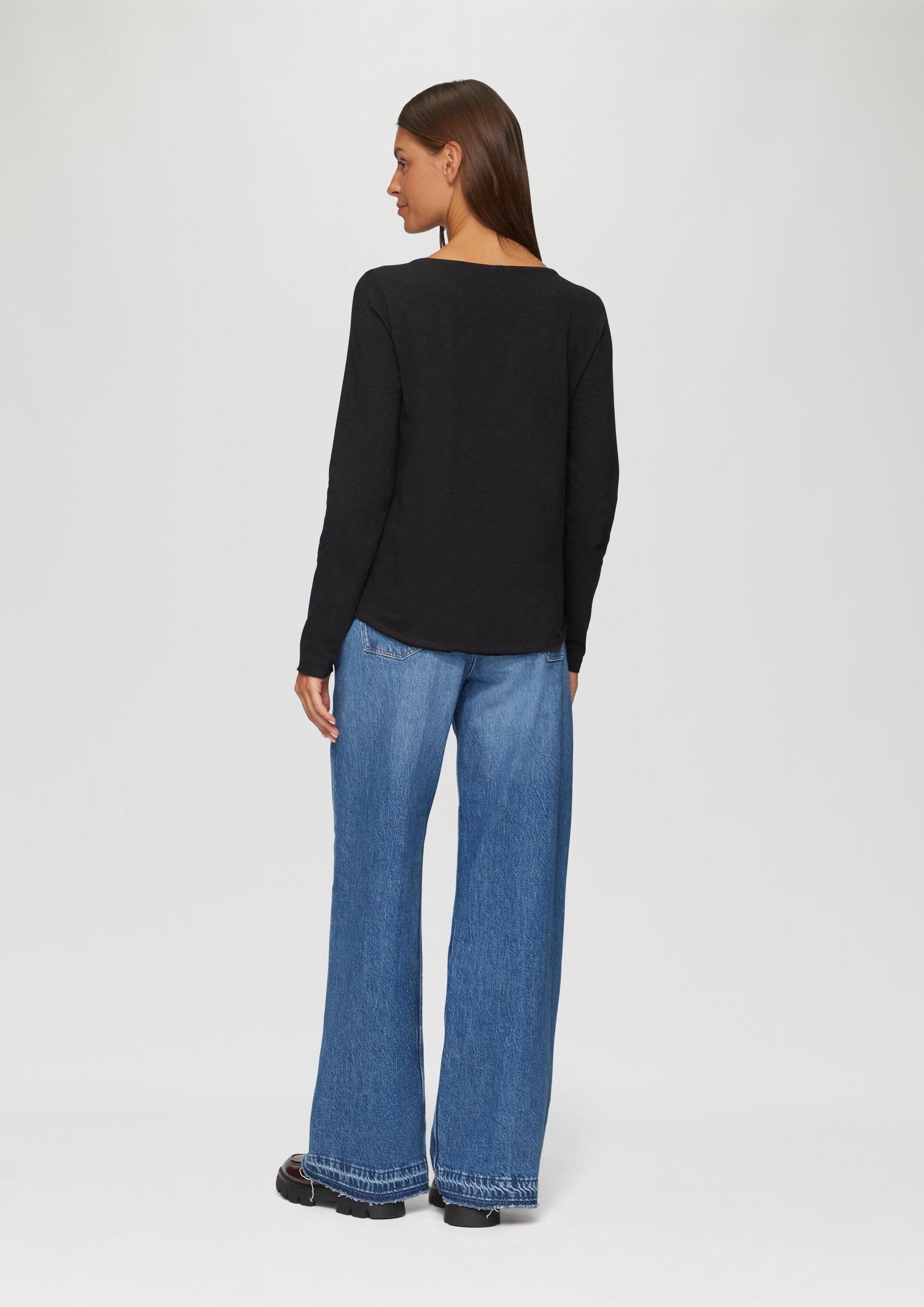 s.Oliver Langarmshirt T-Shirt Longsleeve mit Flammgarnstruktur und U-Boot-Ausschnitt – Bild 3 von 5