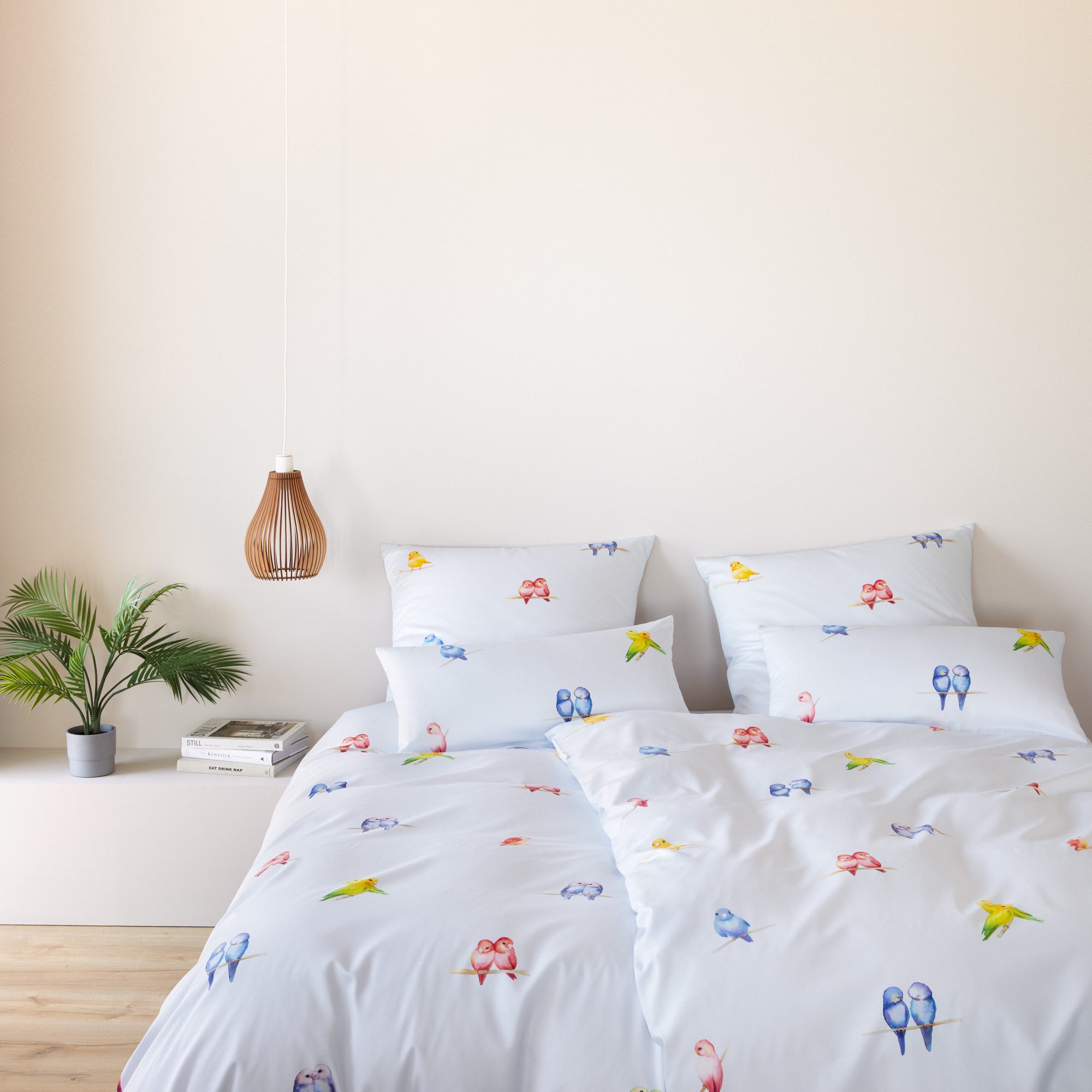Elegante Bettwäsche Lovebirds, Mako-Satin, 2 teilig, angenehmes Hautgefühl