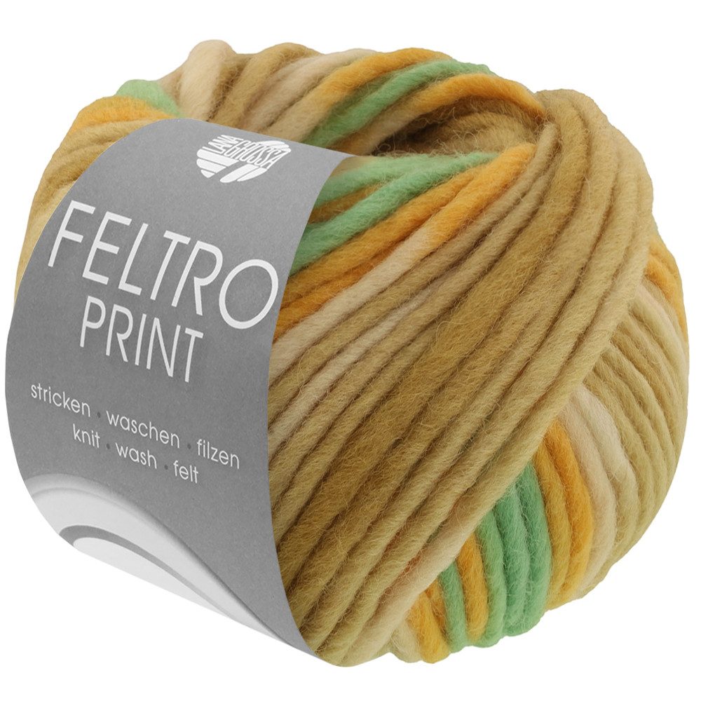 LANA GROSSA FELTRO PRINT Filzgarn Häkelwolle, 50 m (moderne Filzwolle in Print-Farben schrumpft beim Waschen ca. 30-40), 50 g
