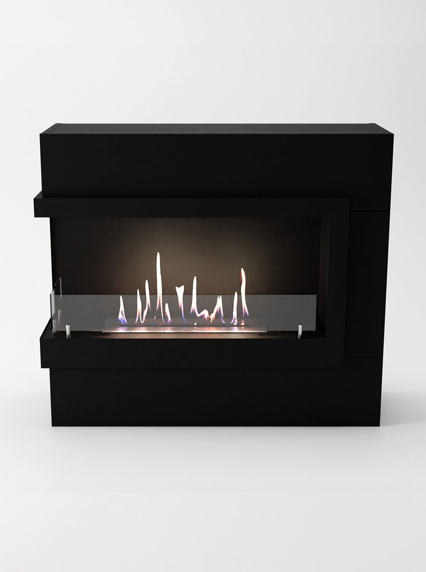 GLOW FIRE Echtfeuer-Dekokamin Halden Mini links Ethanol Kamin, Bioethanol Kamin mit 3h Brenndauer, Heizleistung bis 2 kw