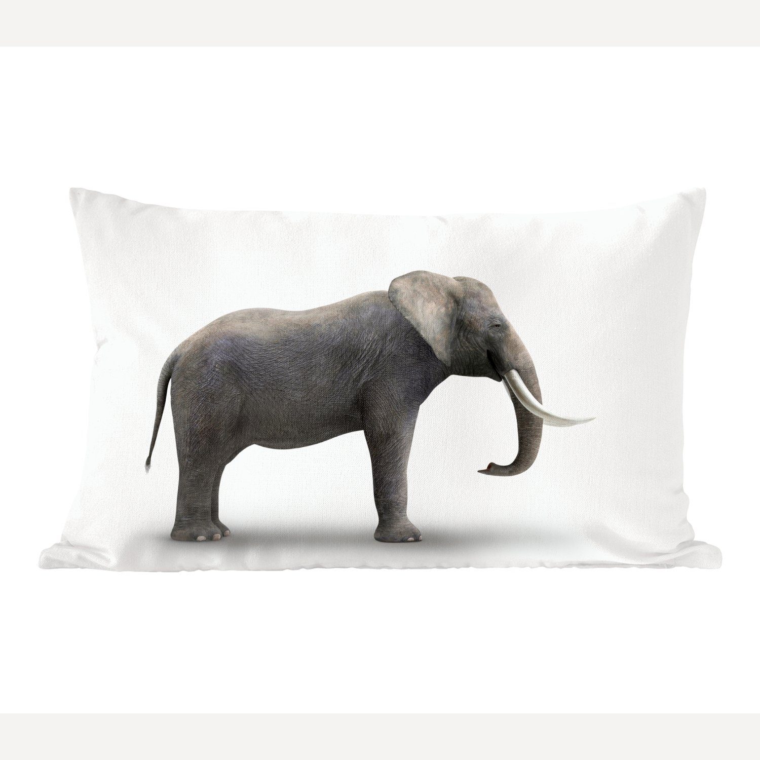 MuchoWow Dekokissen Elefant auf weißem Hintergrund, Wohzimmer Dekoration, Zierkissen, Dekokissen mit Füllung, Schlafzimmer