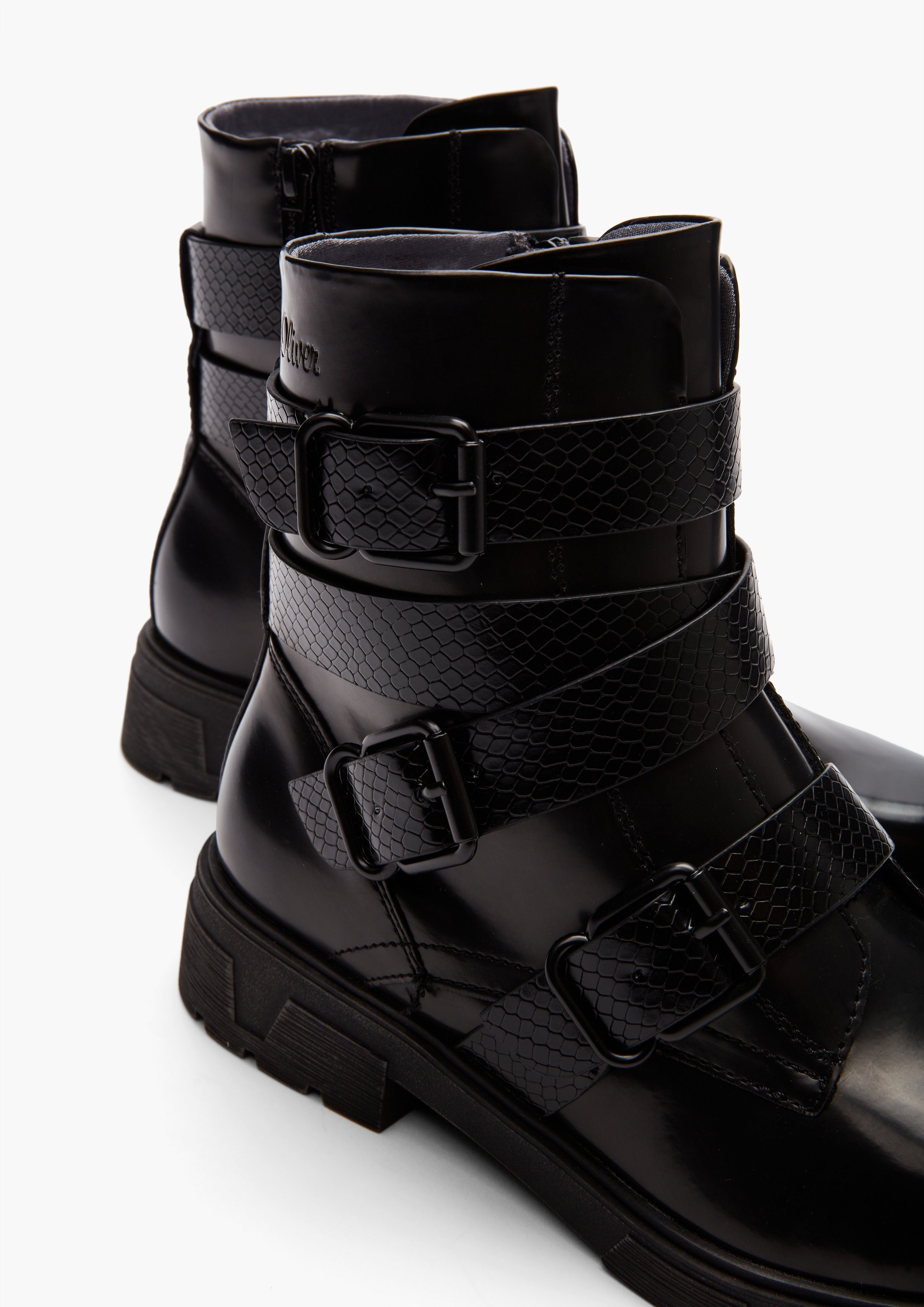 Schuhe Stiefel s.Oliver Boots mit Riegel-Details Stiefel Riegel