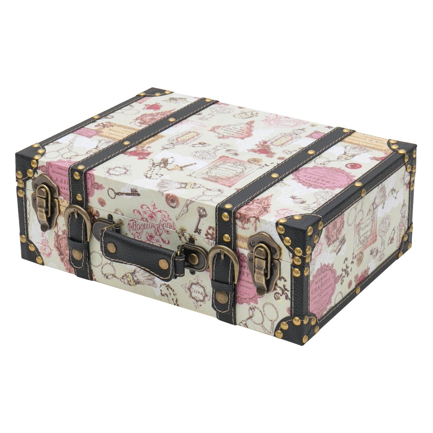 HMF Aufbewahrungsbox Vintage Koffer, Multifunktionskoffer (1 St), Handgefertigter Geschenkkoffer im Barock Design, 38x26x13 cm