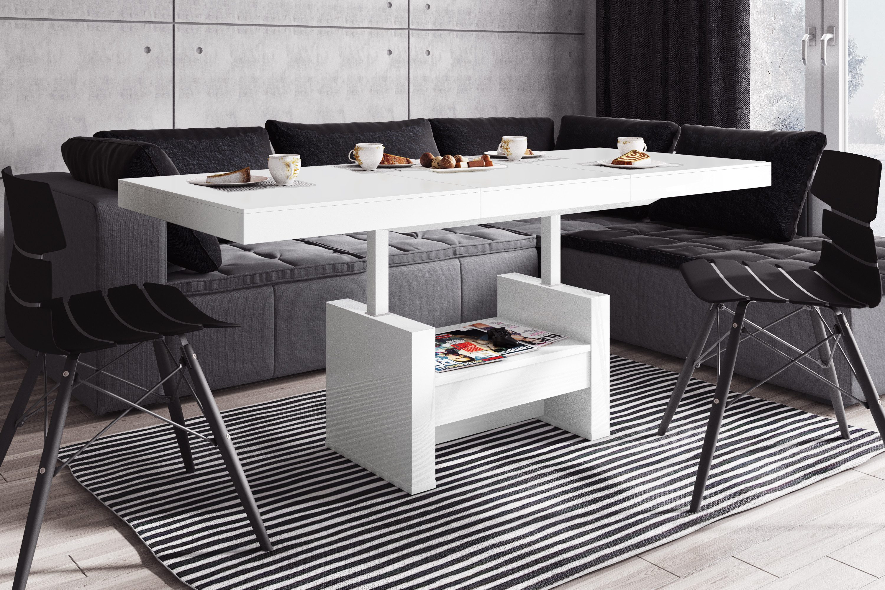 designimpex Couchtisch HLU-111 Weiß MATT / günstig online kaufen