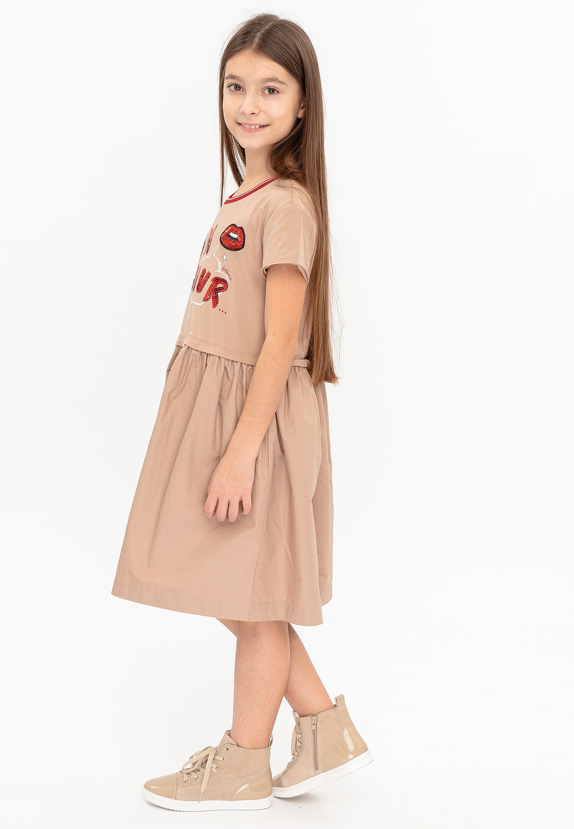 Kinder Teens (Gr. 128 - 182) Gulliver Jerseykleid mit trendigem Pailletten-Schriftzug