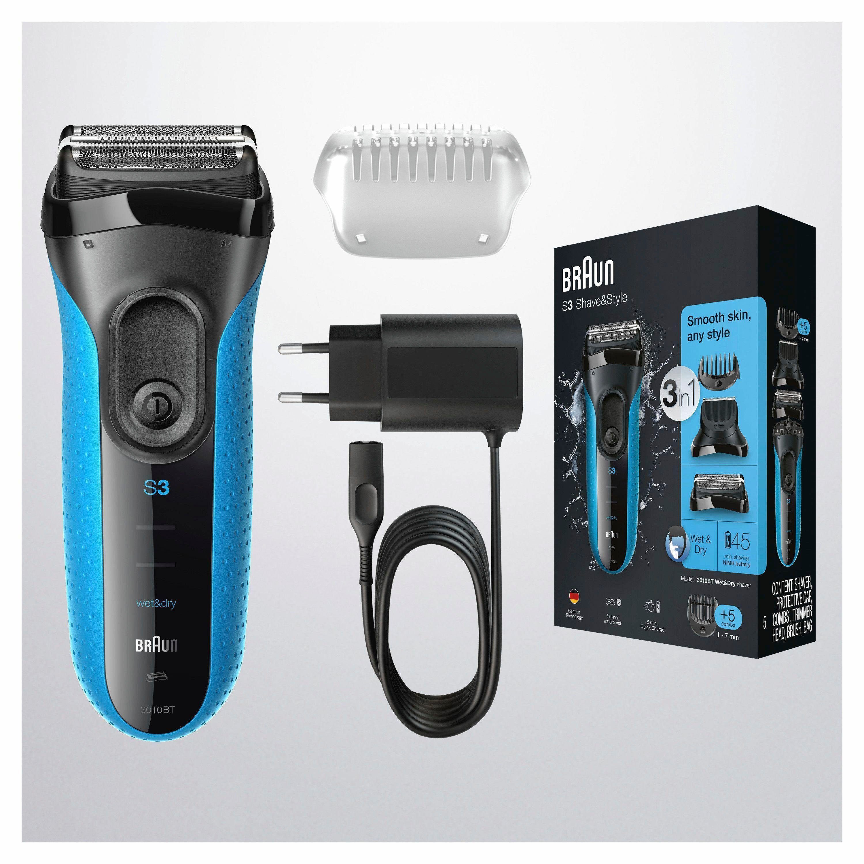 Braun Elektrorasierer 30 3010BT, Minuten Akkulaufzeit 3 Shave&Style Series Wet&Dry