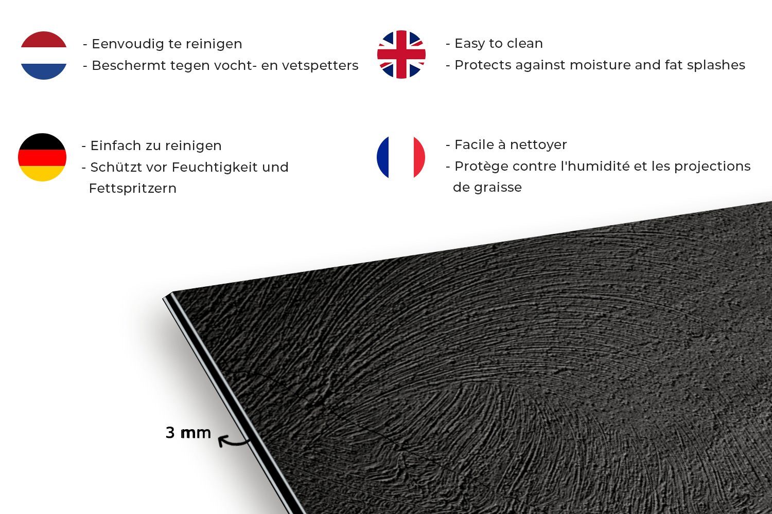MuchoWow Küchenrückwand Konkreter Druck gegen Küchen 60x30 für - Schwarz, Fett Schmutzflecken Industriell und Wandschutz, (1-tlg), - cm