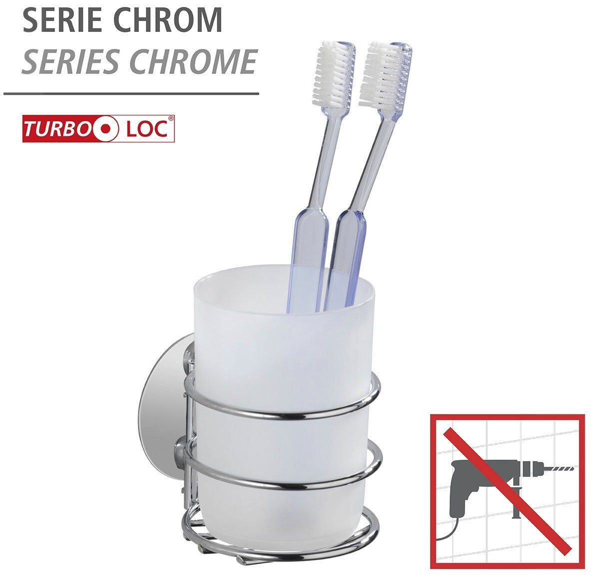 WENKO Zahnputzbecher Turbo-Loc®, aus weiß satiniertem Kunststoff – Bild 3 von 5