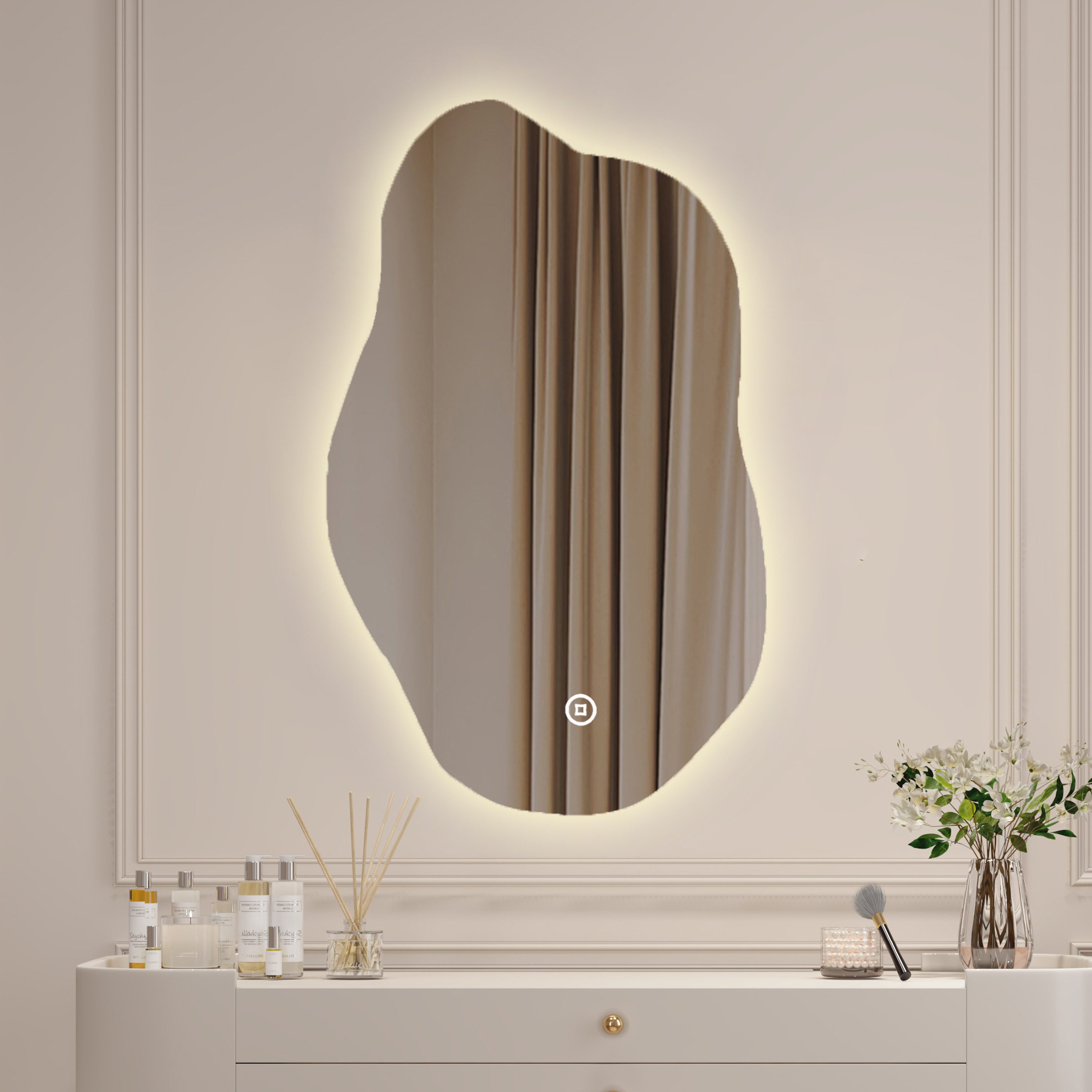 WDWRITTI Schminkspiegel Wand Kosmetikspiegel Wandspiegel Asymmetrisch Rahme günstig online kaufen