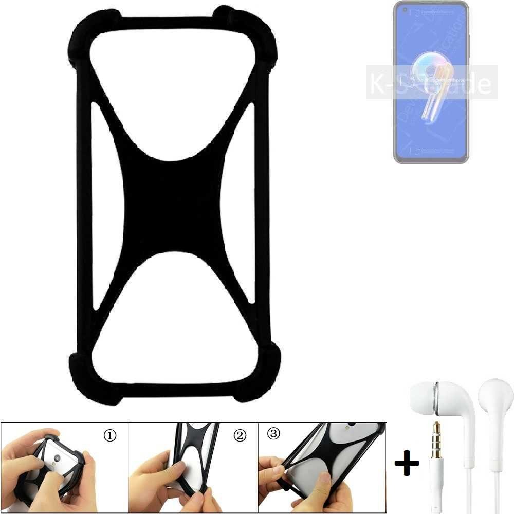 K-S-Trade Handyhülle für Asus Zenfone 9, Handy-Hülle + headphones Schutz-Hülle Bumper Silikon Cover Case