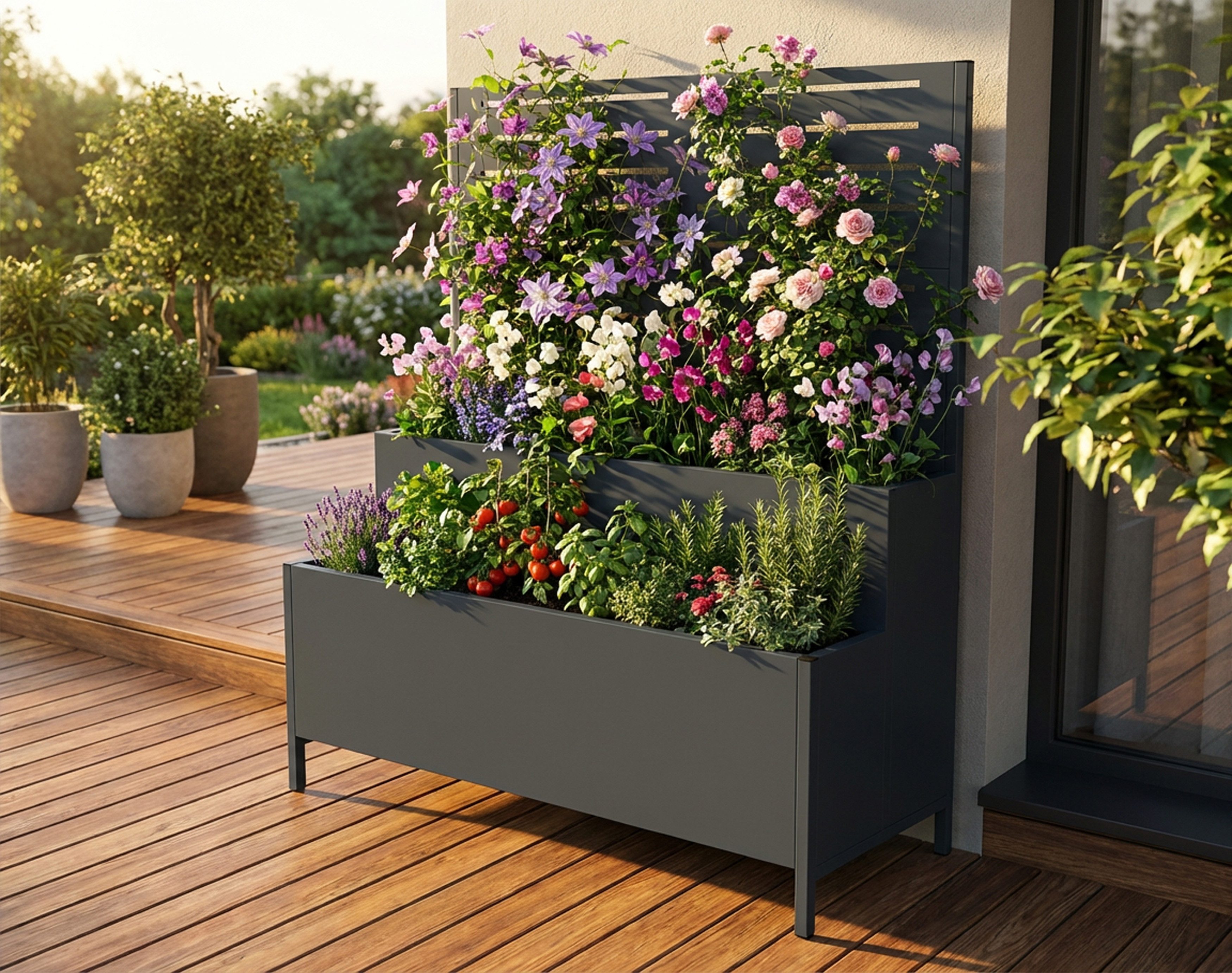 WESTMANN Pflanzkübel Dekora 5, BxTxH: 90x40x120 cm, mit Rankgitter