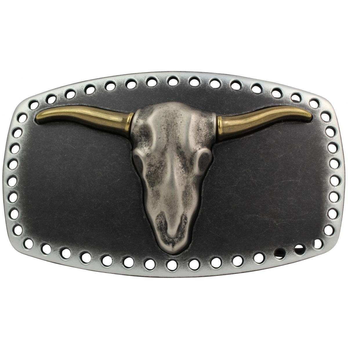 BELTINGER Gürtelschnalle Boss Bull 4,0 cm - Buckle Gürtelschließe Reitaccessoires 40mm - für Re Schwarz, Gold