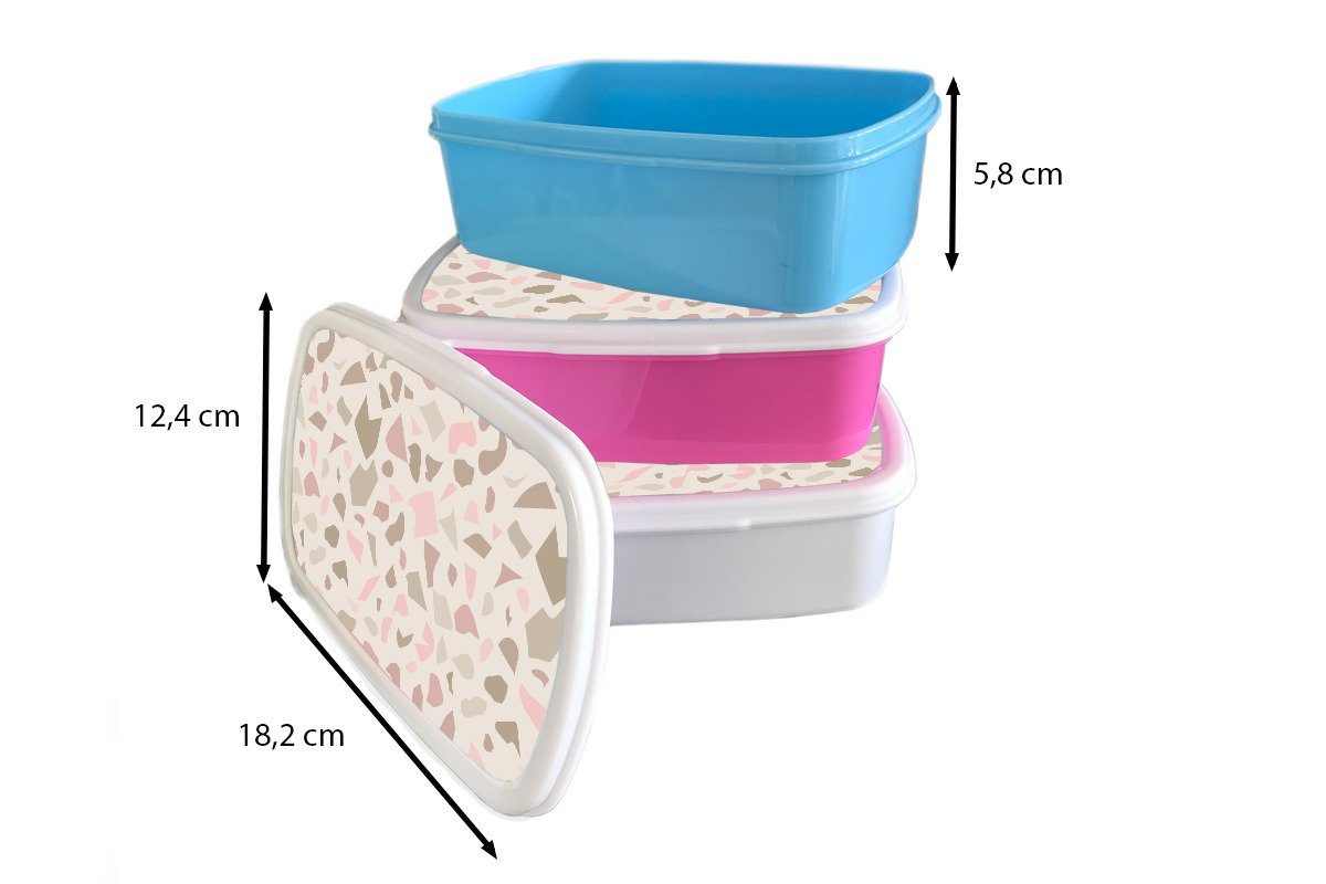 (2-tlg), Pastell rosa - MuchoWow Mädchen, Kunststoff - Erwachsene, Snackbox, Kinder, für Brotbox Muster, Kunststoff, Marmor Brotdose Lunchbox