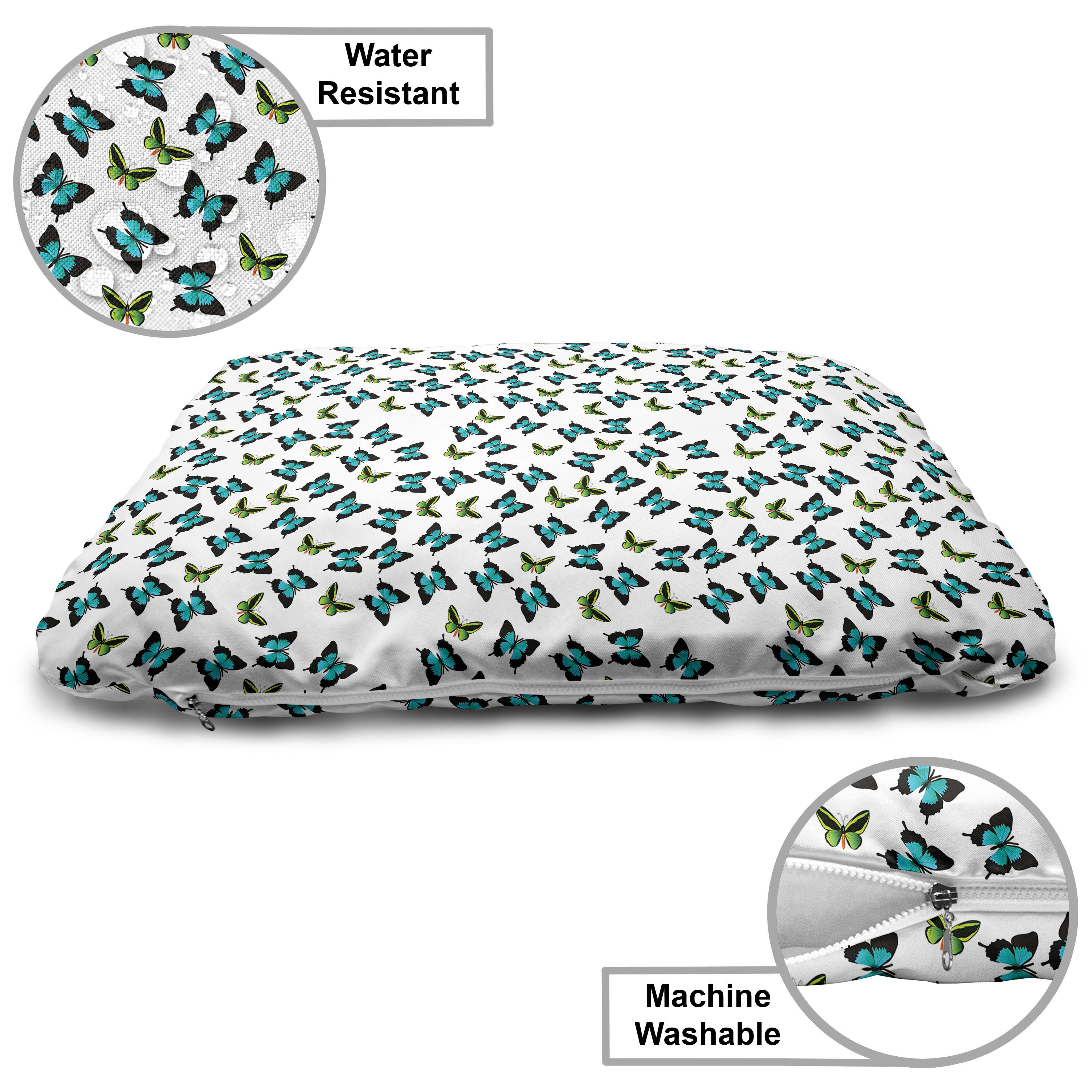 Abakuhaus Hundematratze beissfestes Kissen für Hunde und Katzen mit abnehmbaren Bezug, Schmetterling Schwalbenschwanz und Grün