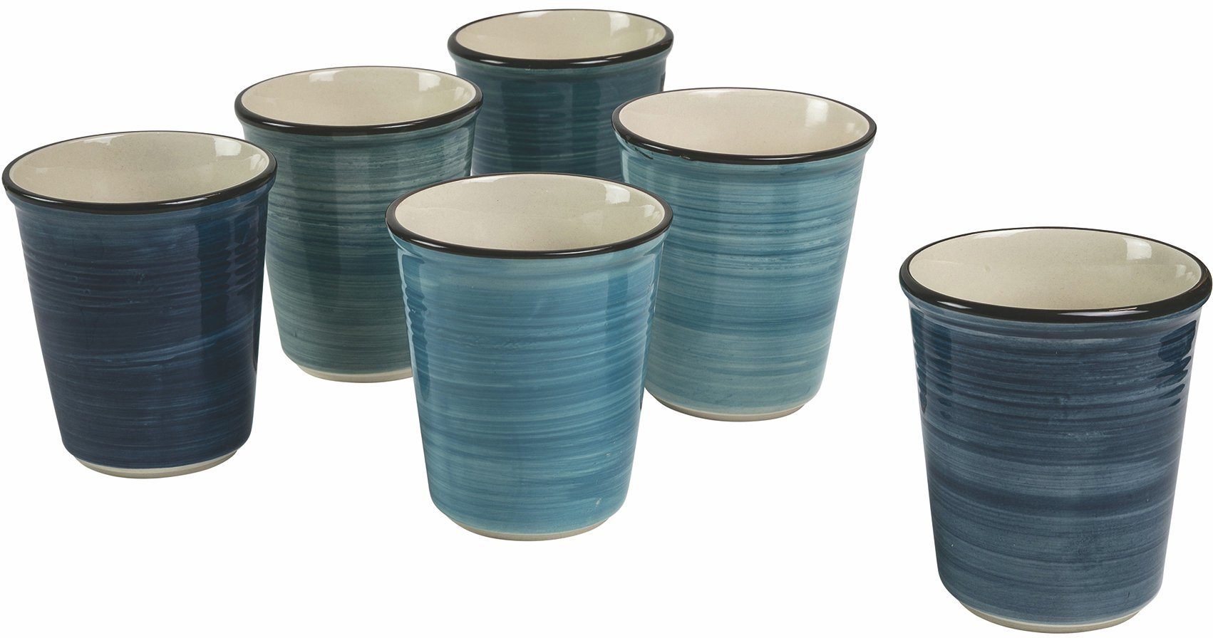 Becher Keramik, 350 Trinkbecher-Set, 6-teilig, Baita Blauschattierungen, Inhalt ml Acqua Villa - d'Este