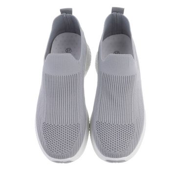 Ital-Design Damen Low-Top Freizeit Sneaker Flach Sneakers Low in Grau