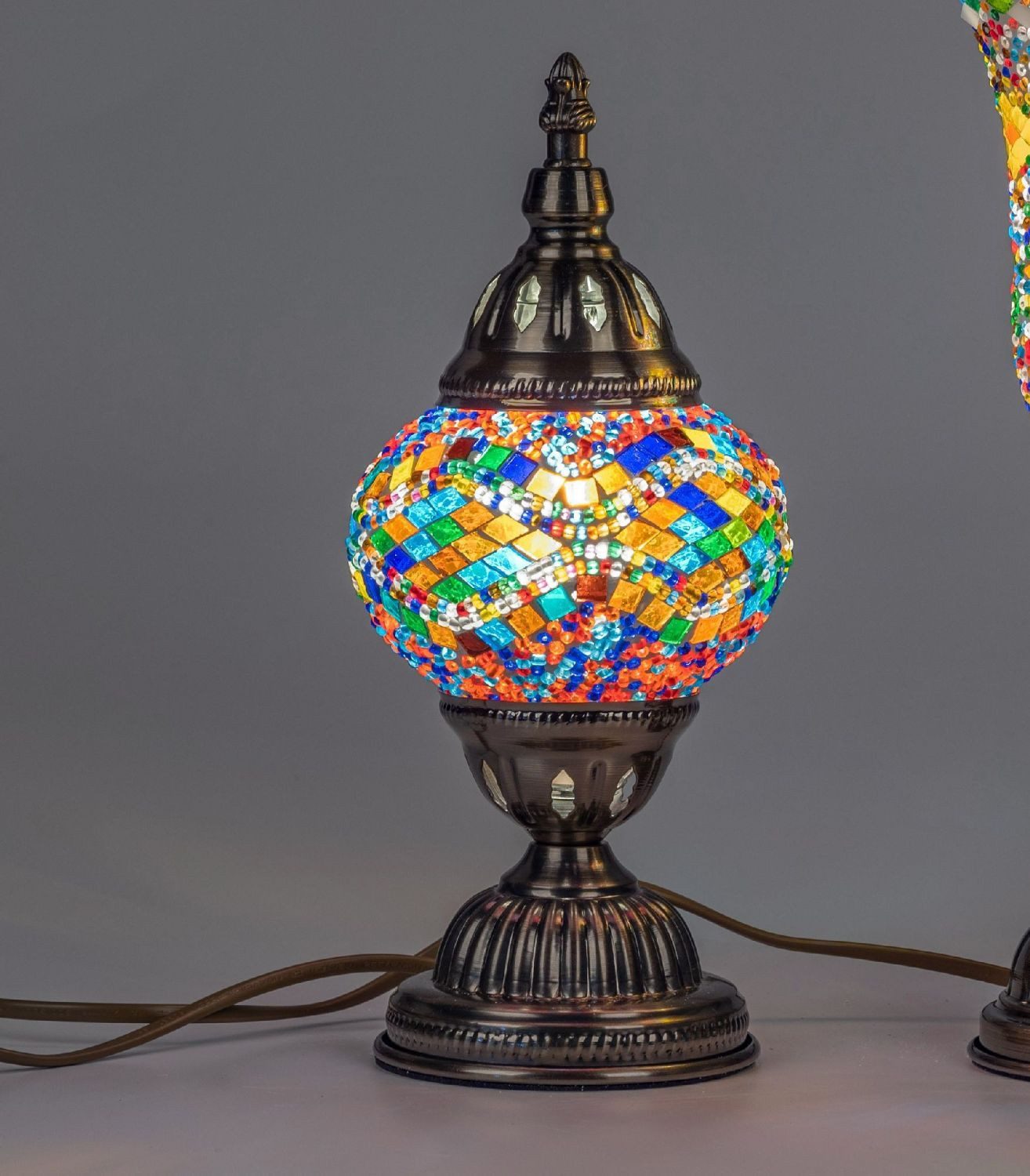 formano Tischleuchte MAROKKO MOSAIK, nicht enthalten, mit Stecker, Bunt, Mosaik, H: 28cm