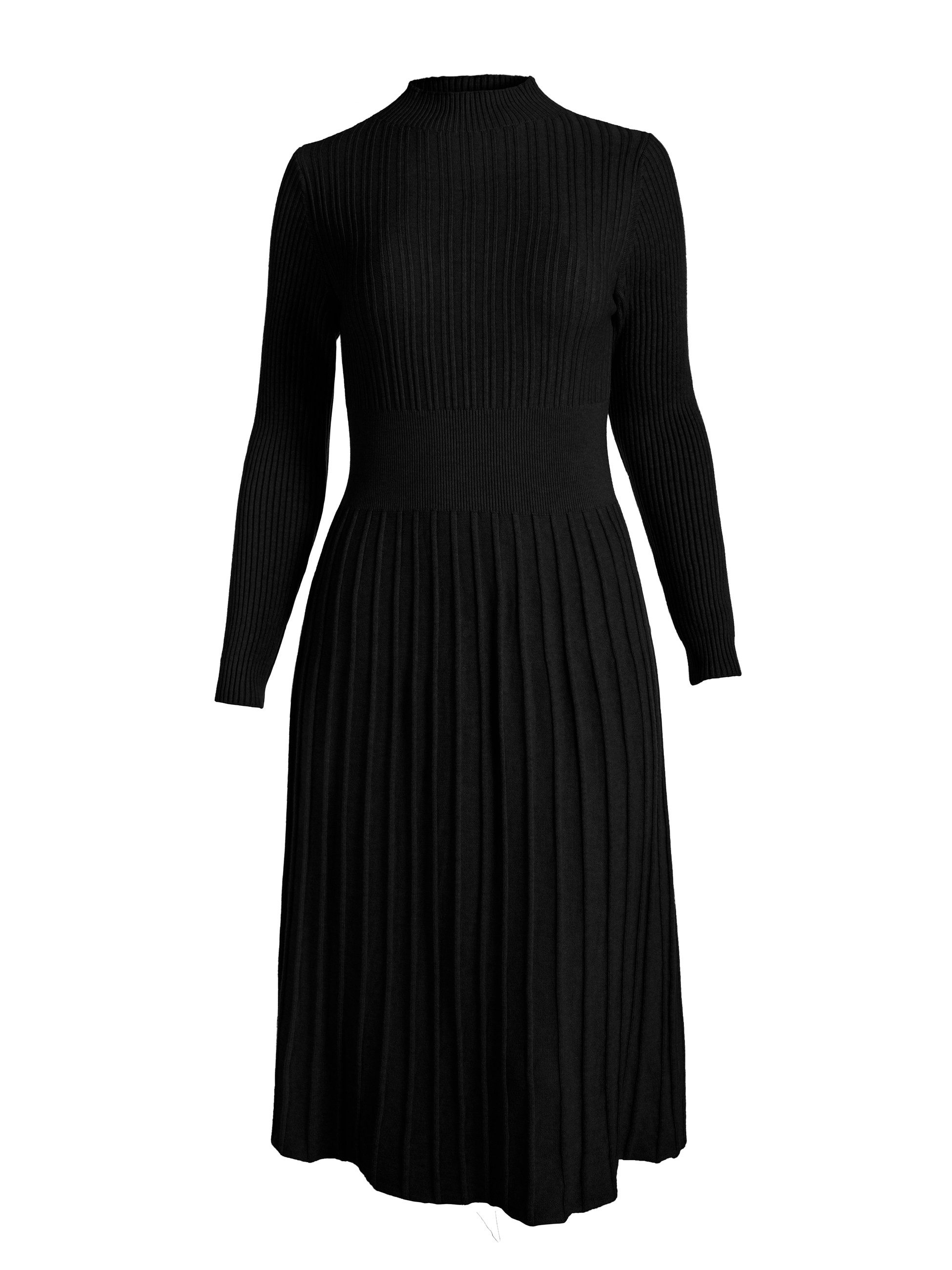 PEKIVESSA Strickkleid Midikleid tailliert weicher Strick mit ausgestelltem Rockteil