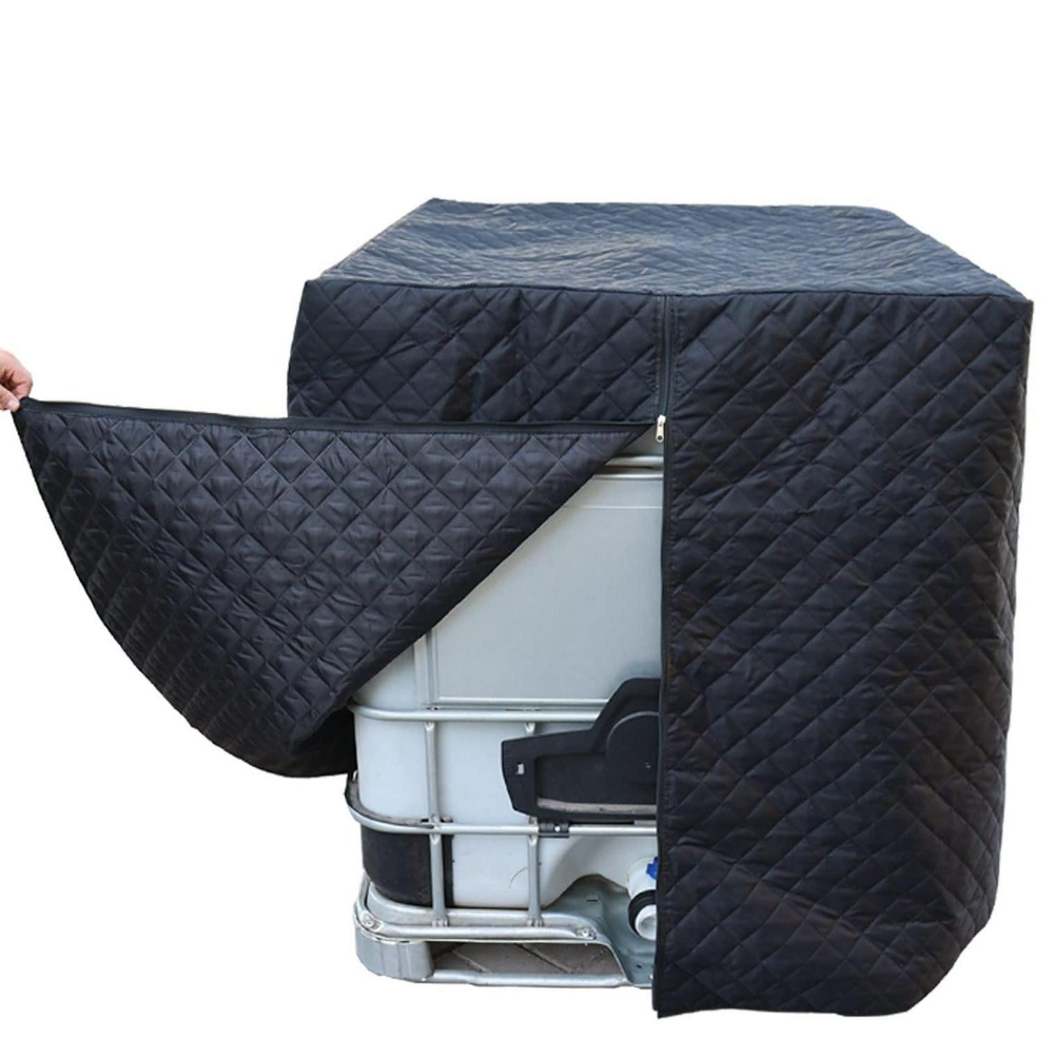 LuxusKollektion Winterschutzhaube IBC Abdeckung Schutzhülle Thermo Wasserdicht 1000L Schwarz