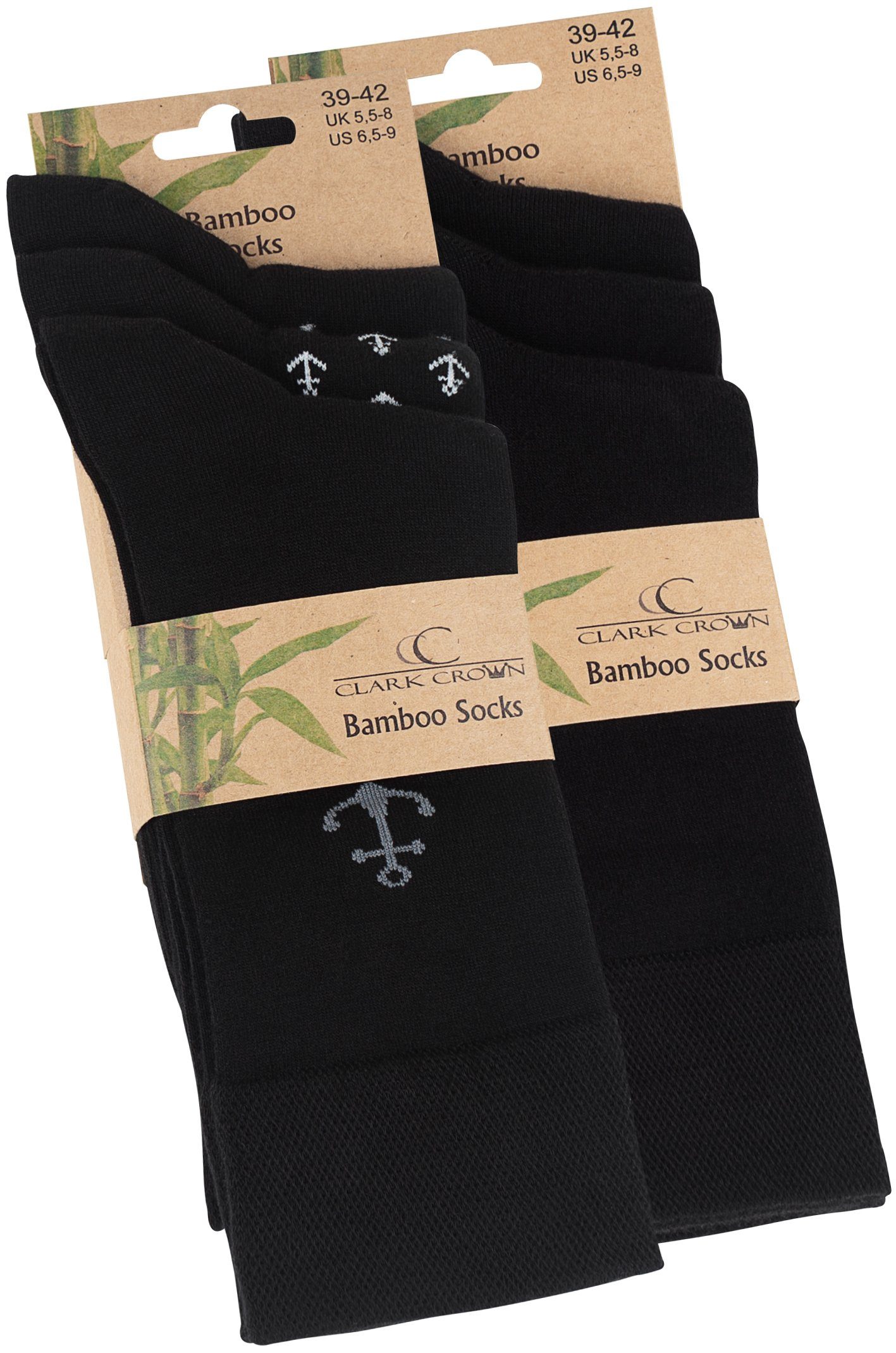 Crown® (6-Paar) Viskose Socken und Anker/Schwarz durch weich atmungsaktiv Clark