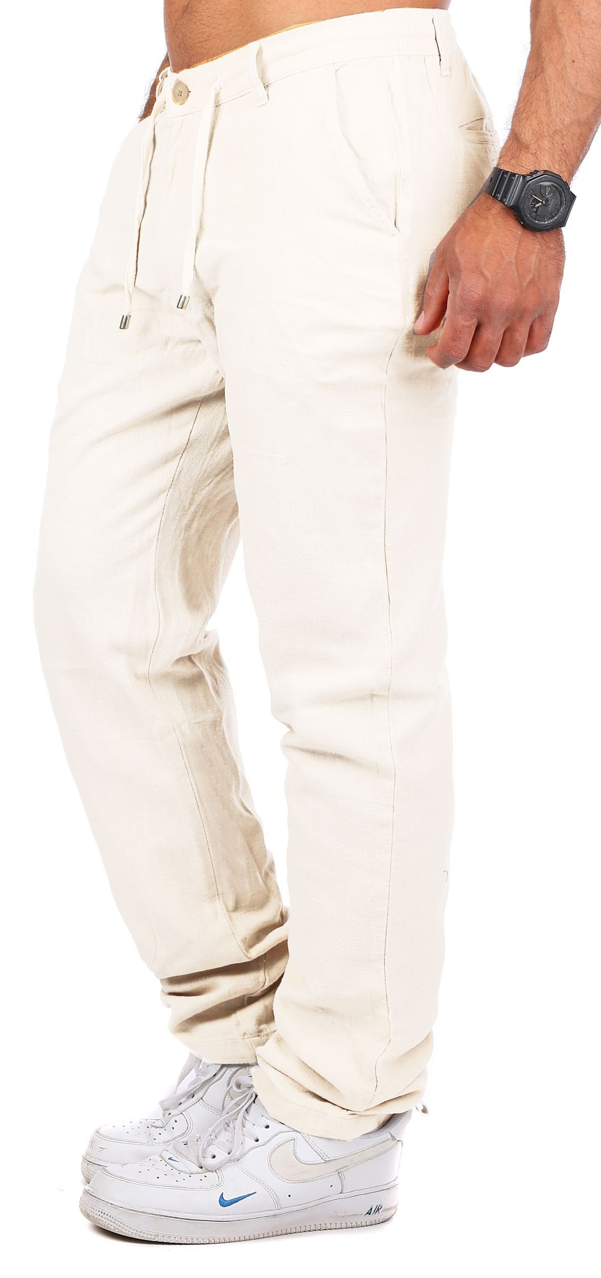 CARISMA Chinos Herren Leinen Baumwoll Mix Hose lang angenehm regular fit 2220-RF in Unifarbe