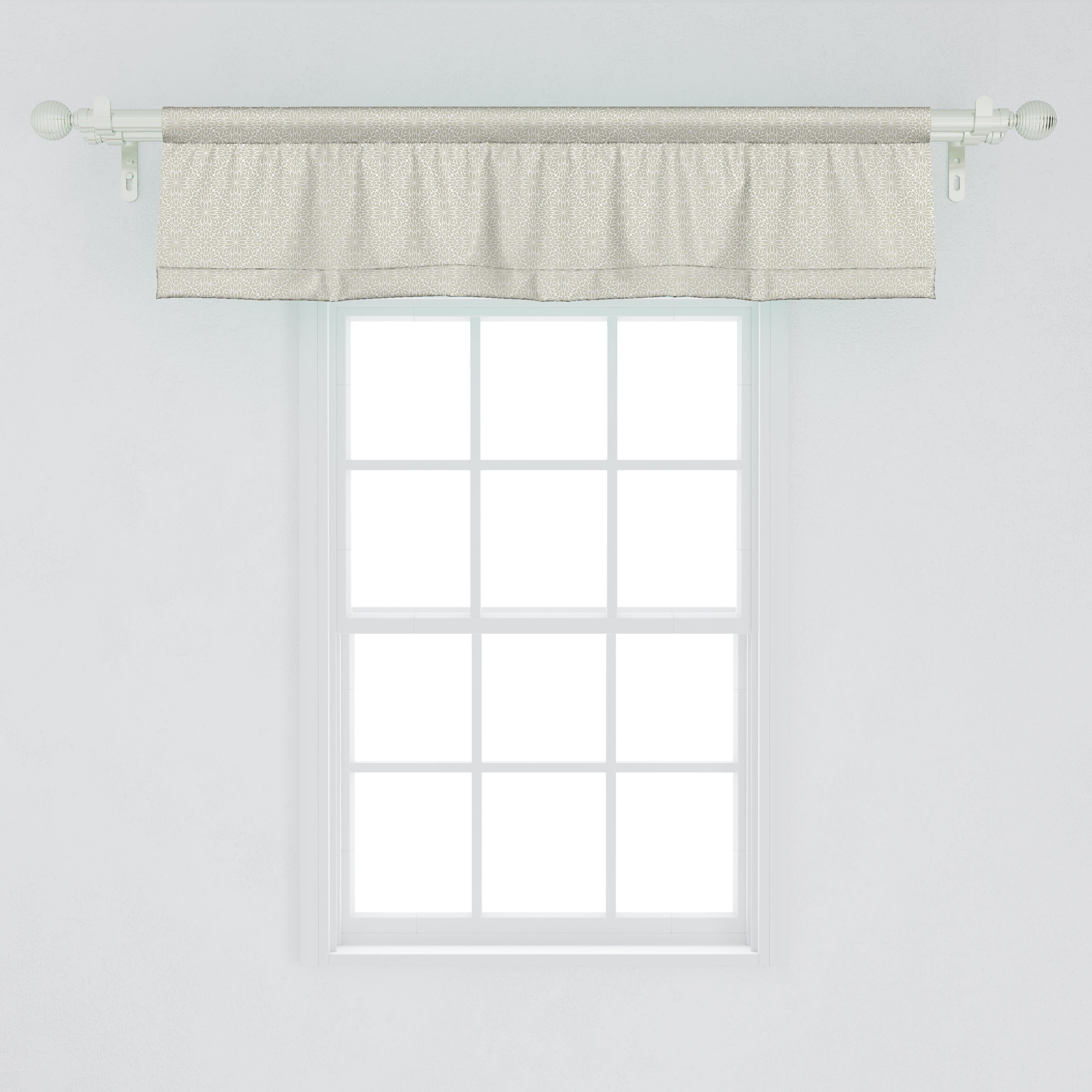 Scheibengardine Vorhang Volant für Küche Muster Stangentasche, Abakuhaus, Damast-Grau Schlafzimmer mit Belaubtes Microfaser, Dekor Flourish