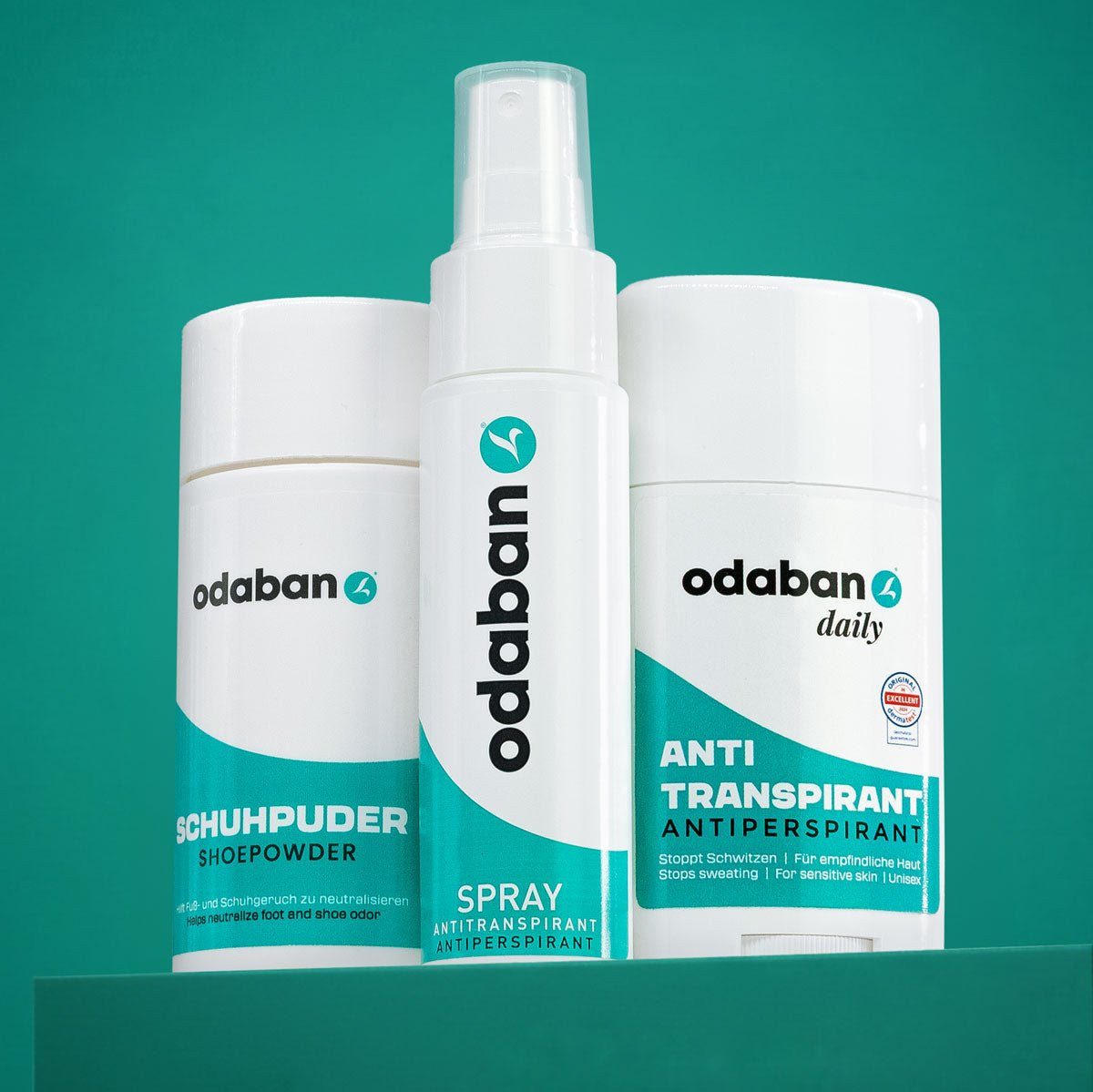 Odaban Deo-Set odaban® Set Schuhpuder+Spray+Stick - gegen Schwitzen und Schuhgeruch, 1-tlg.