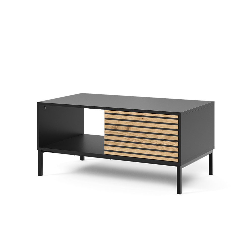 Vicco Couchtisch Eliza, Schwarz/Eiche, 90 x 50 cm mit einer Schublade günstig online kaufen