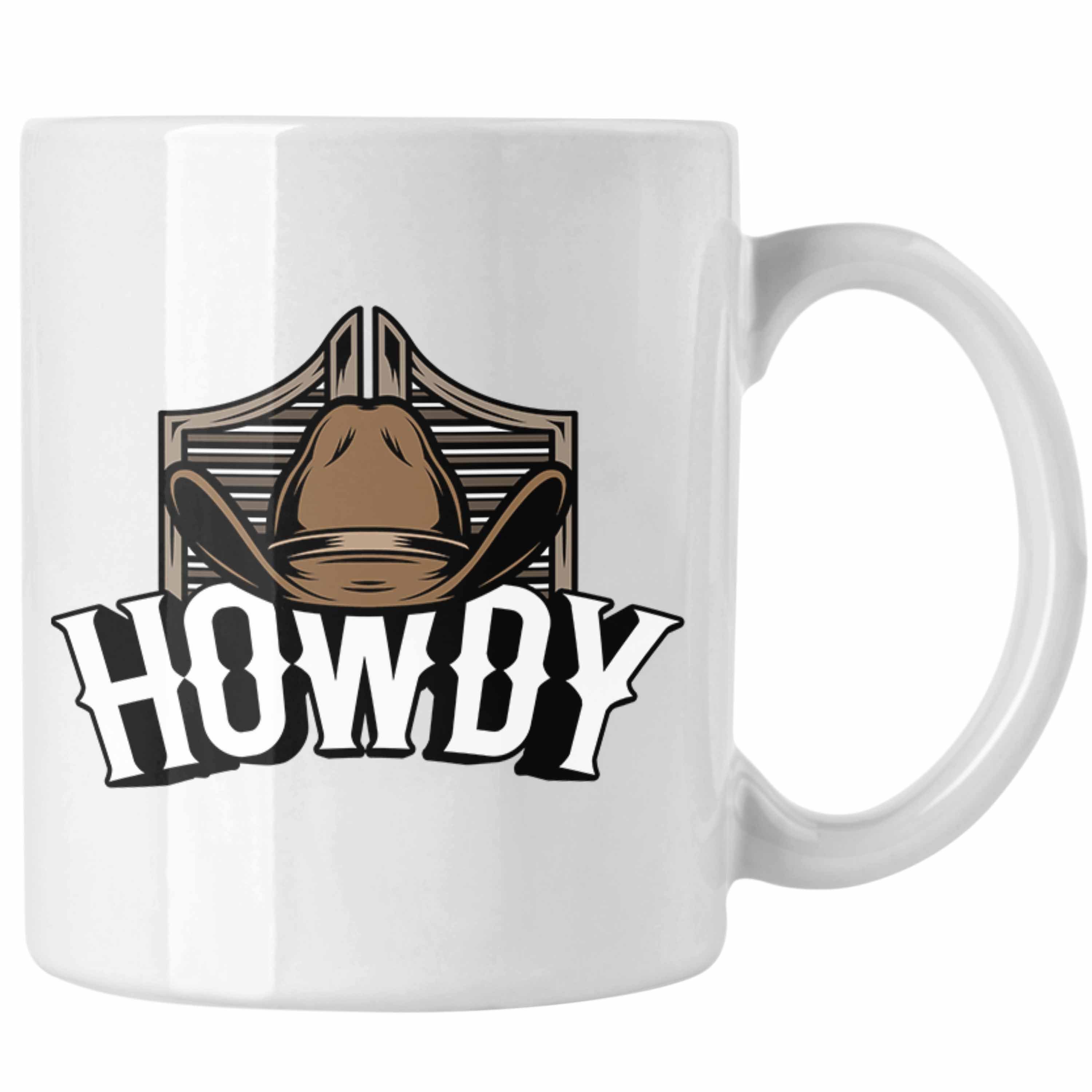 Trendation Tasse Lustige Tasse für Line Dance Fans Howdy Cowboy Geschenkidee Weiss