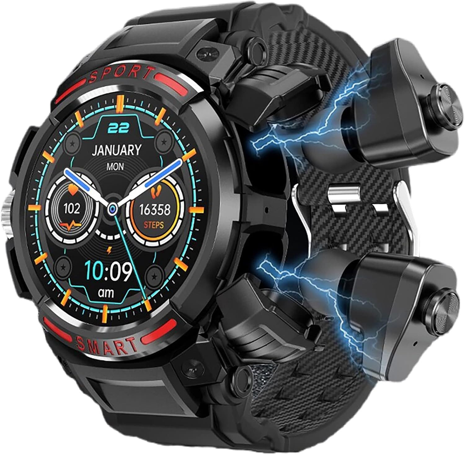 CISIYOO Smartwatch (3,8 cm, android ios), Smartwatch mit Bluetooth Kopfhörern Musikfunktion und 110 Sportmodi