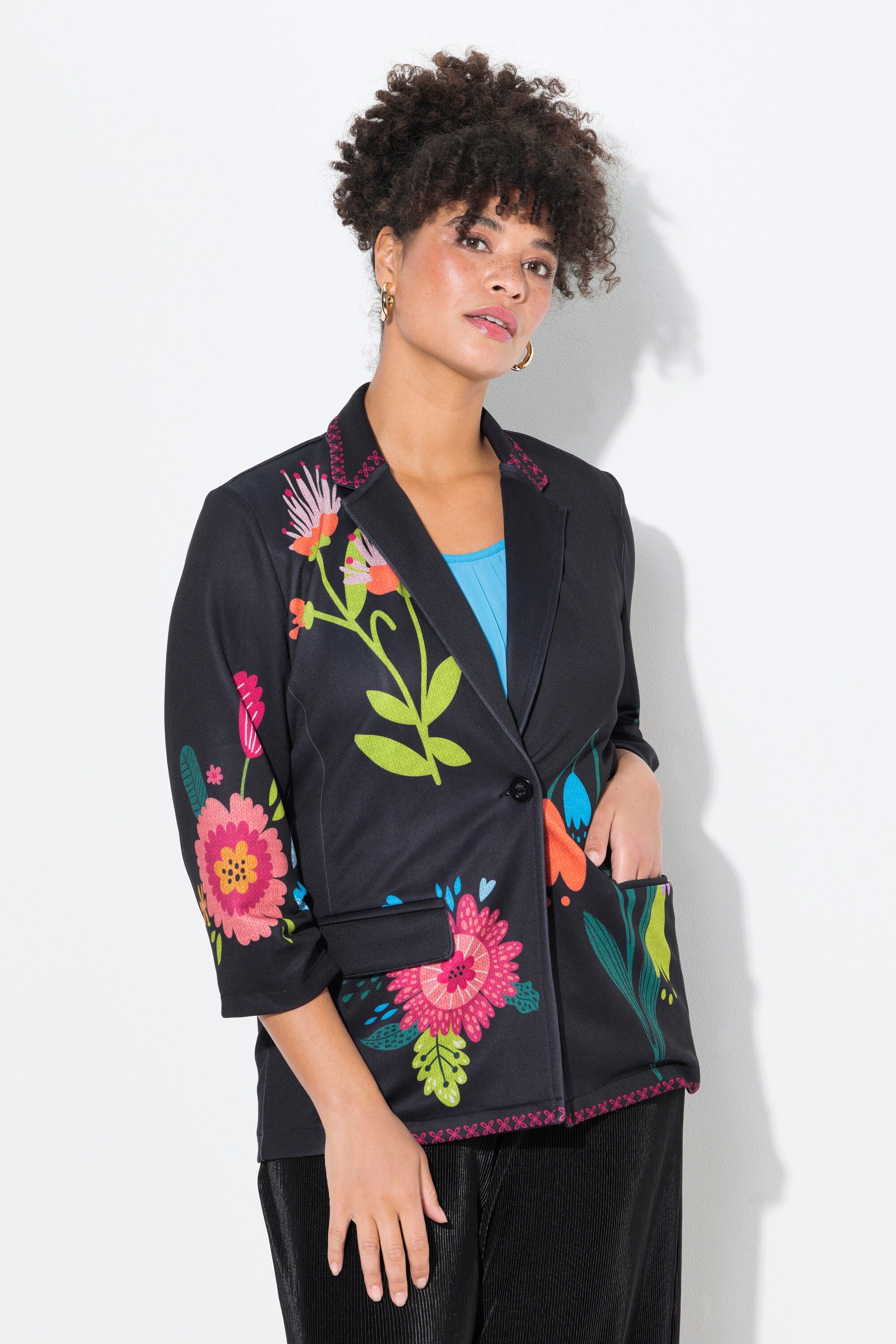 Jerseyblazer Blazer Classic Fit Scuba Blüten-Muster