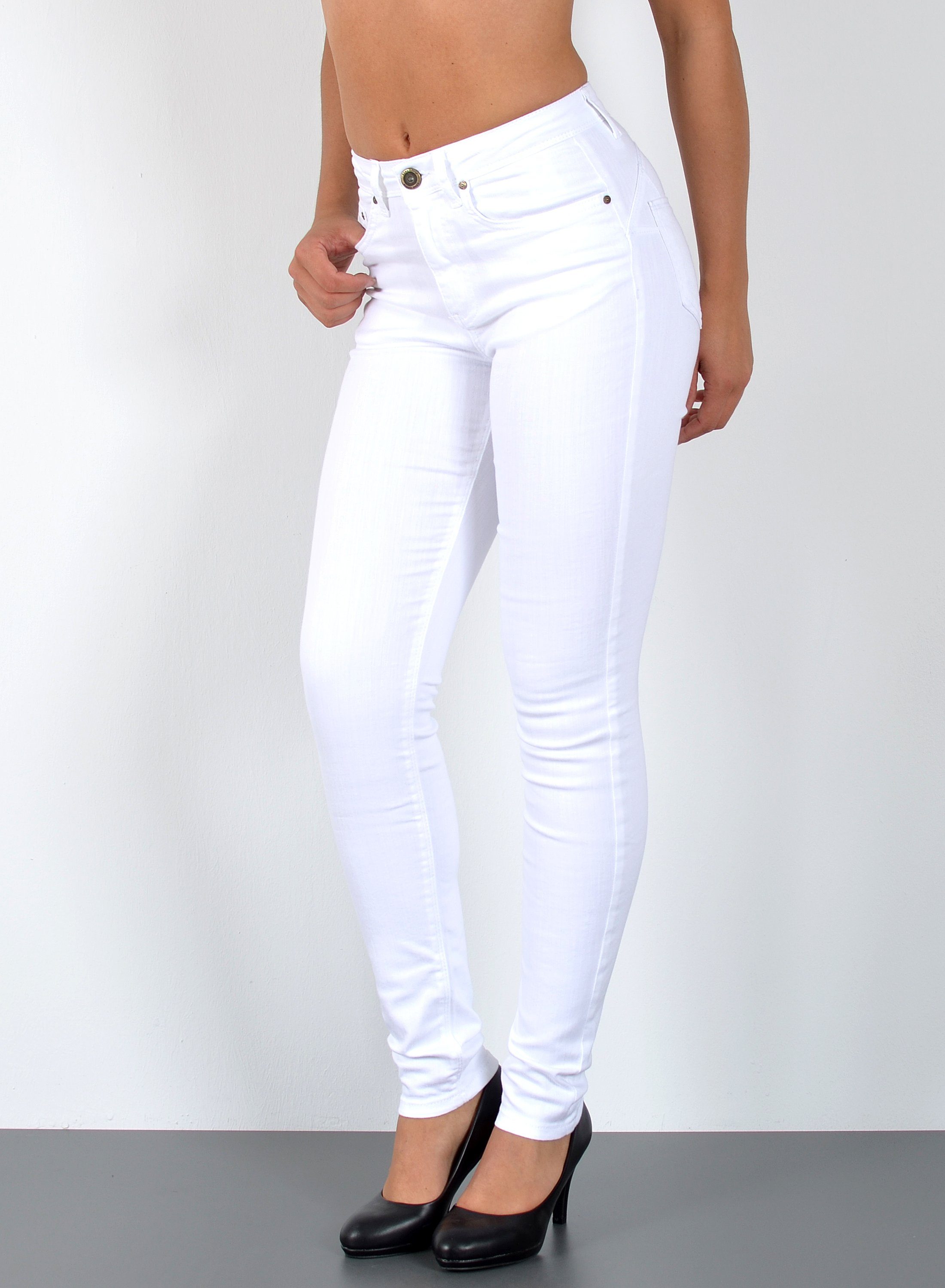 ESRA Skinny-fit-Jeans S900 Damen Skinny Jeans, bis Übergröße / Plussize Große Größen, Sehr enge Damen High Waist Röhrenjeans Hoch Bund, Damen Skinny Jeans High Waist mit Push Up, Damen Skinny Hose Push Up hohe Leibhöhe, 5 Pocket Style mit Stretch