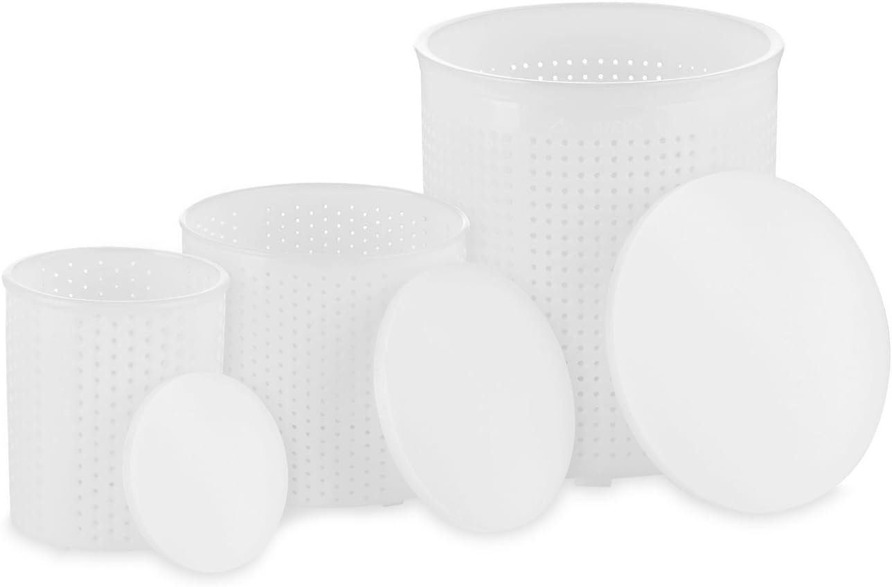 KAESE-SELBER.DE Käseform Käseformen Set Klein inkl. Pressdeckel (Käse selber machen) Käseform, Käseformen Set Klein inkl. Pressdeckel, (3-St)