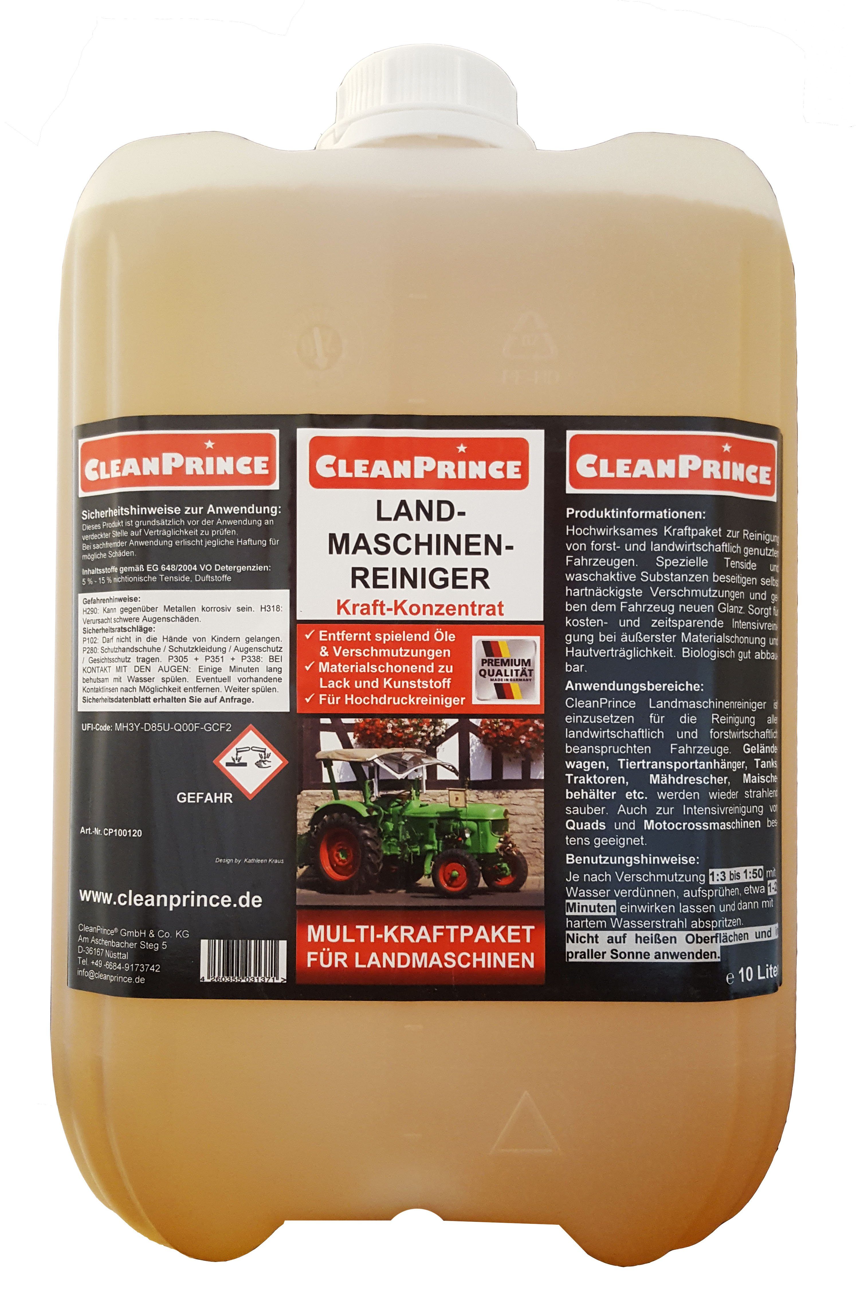 CleanPrince Landmaschinenreiniger 10 Liter Konzentrat, Hochdruckreiniger LKW Auto-Reinigungsmittel (Made in Germany)