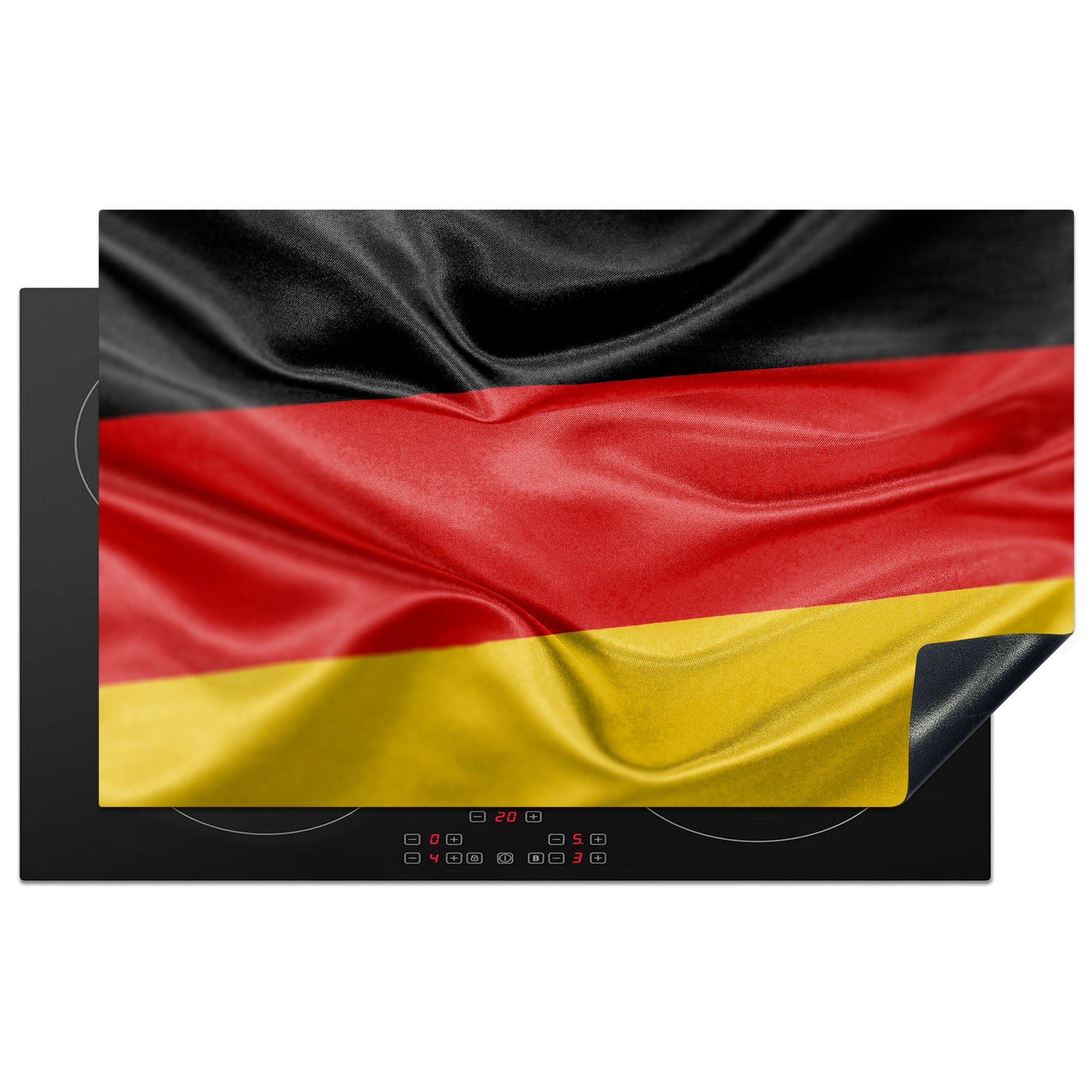 MuchoWow Herdblende-/Abdeckplatte Nahaufnahme der Flagge von Deutschland, Vinyl, (1 tlg), 83x51 cm, Ceranfeldabdeckung, Arbeitsplatte für küche