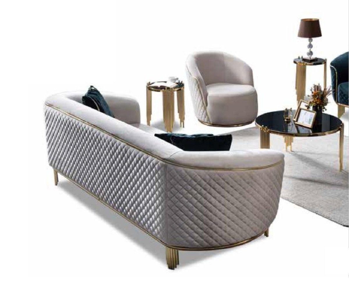 Teile, Polstercouchen Dreisitzer 1 Wohnzimmer Europe Made JVmoebel in Sofa Weiß, 3-Sitzer Sitzmöbel Luxus