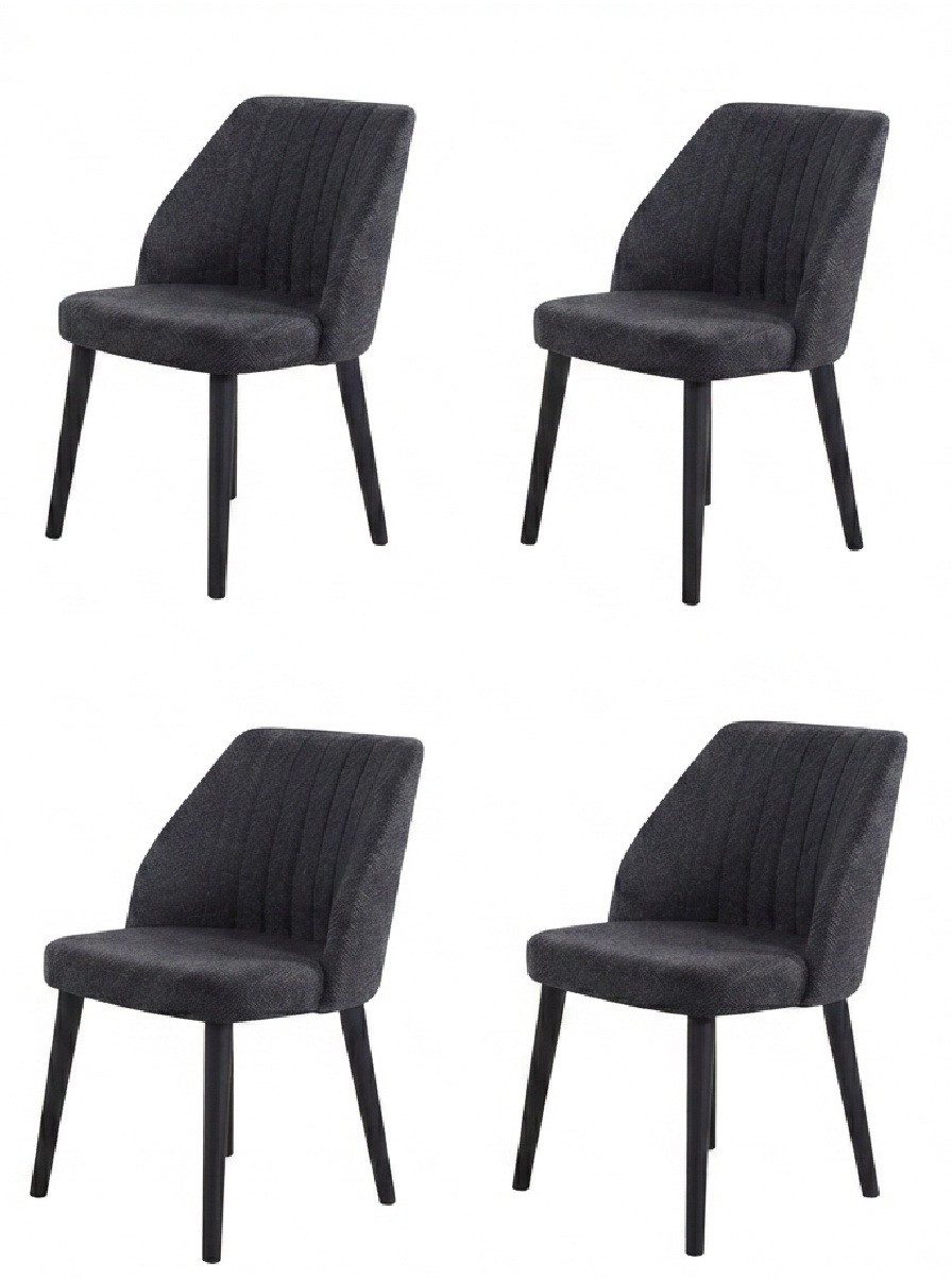 Xlmoebel Sitzgruppe Stühle Set 4 Stuhl Grau Schwarz Modern Edel Polsterstuhl Essen, (4-tlg., 4er-Set)