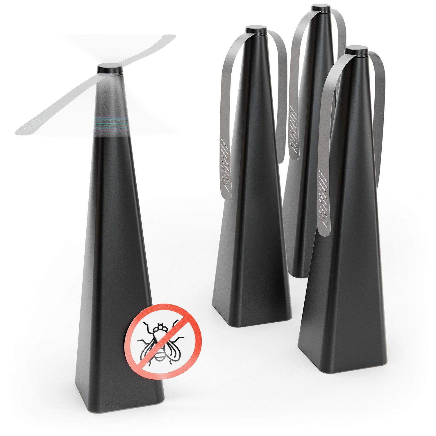 greate. Fliegenwedler 4x Fliegenwedler mit Batterie - Fliegen Vertreibung, für den Tisch, 4-tlg., geräuschlos