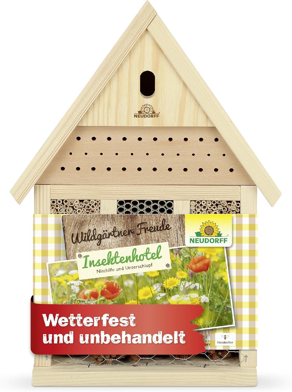 Neudorff Insektenhotel Wildgärtner Freude, (1-St), Handgefertigtes Insektenhotel aus Naturmaterialien