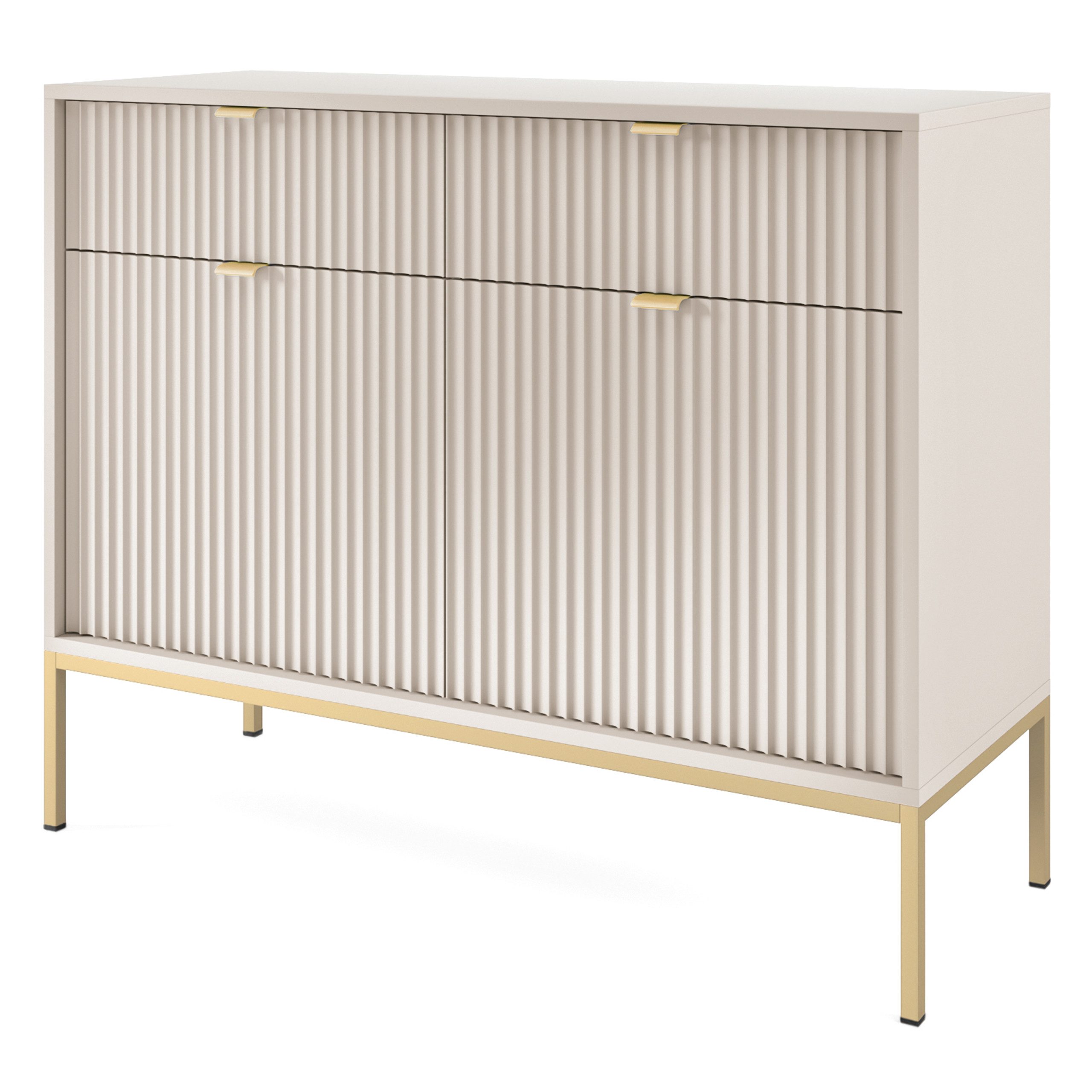 Masseno Kommode STELLARE 104 cm Sideboard mit 2 Schubladen und 2 Türen Kaschmir