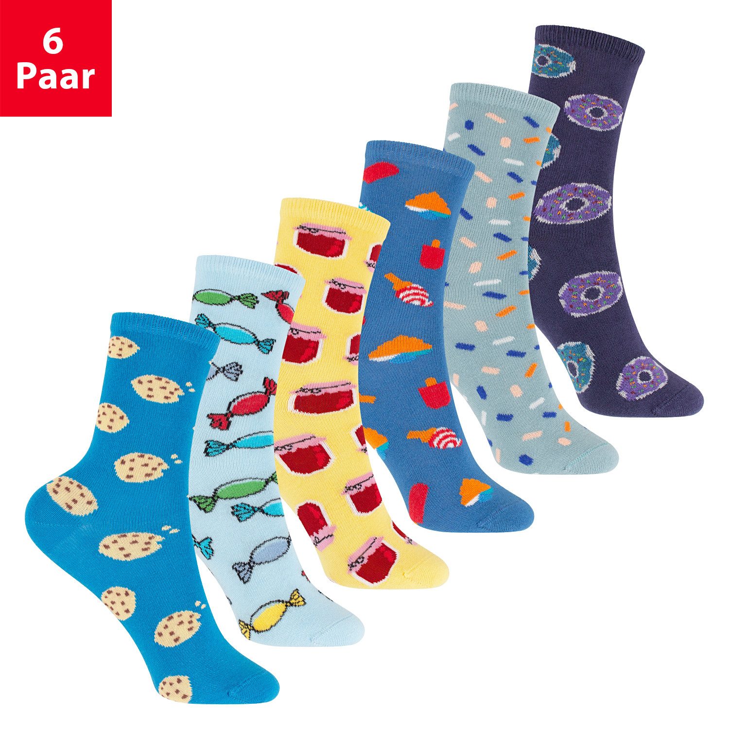 Footstar Freizeitsocken Bunte Kinder Baumwoll Basic Socken (6 Paar) Fun Motive