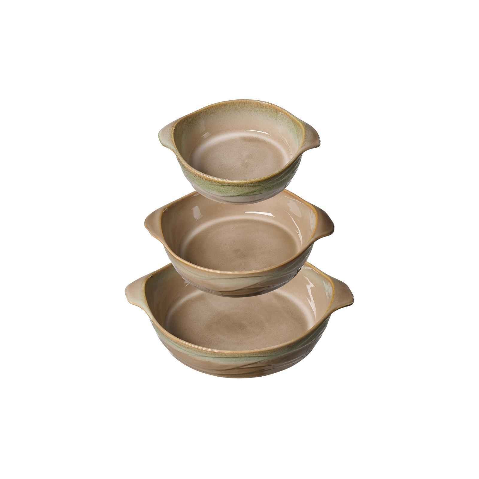 Ritzenhoff & Breker Auflaufform Tortosa Auflaufformen-Set rund 3er Set, Steingut, (3-St)