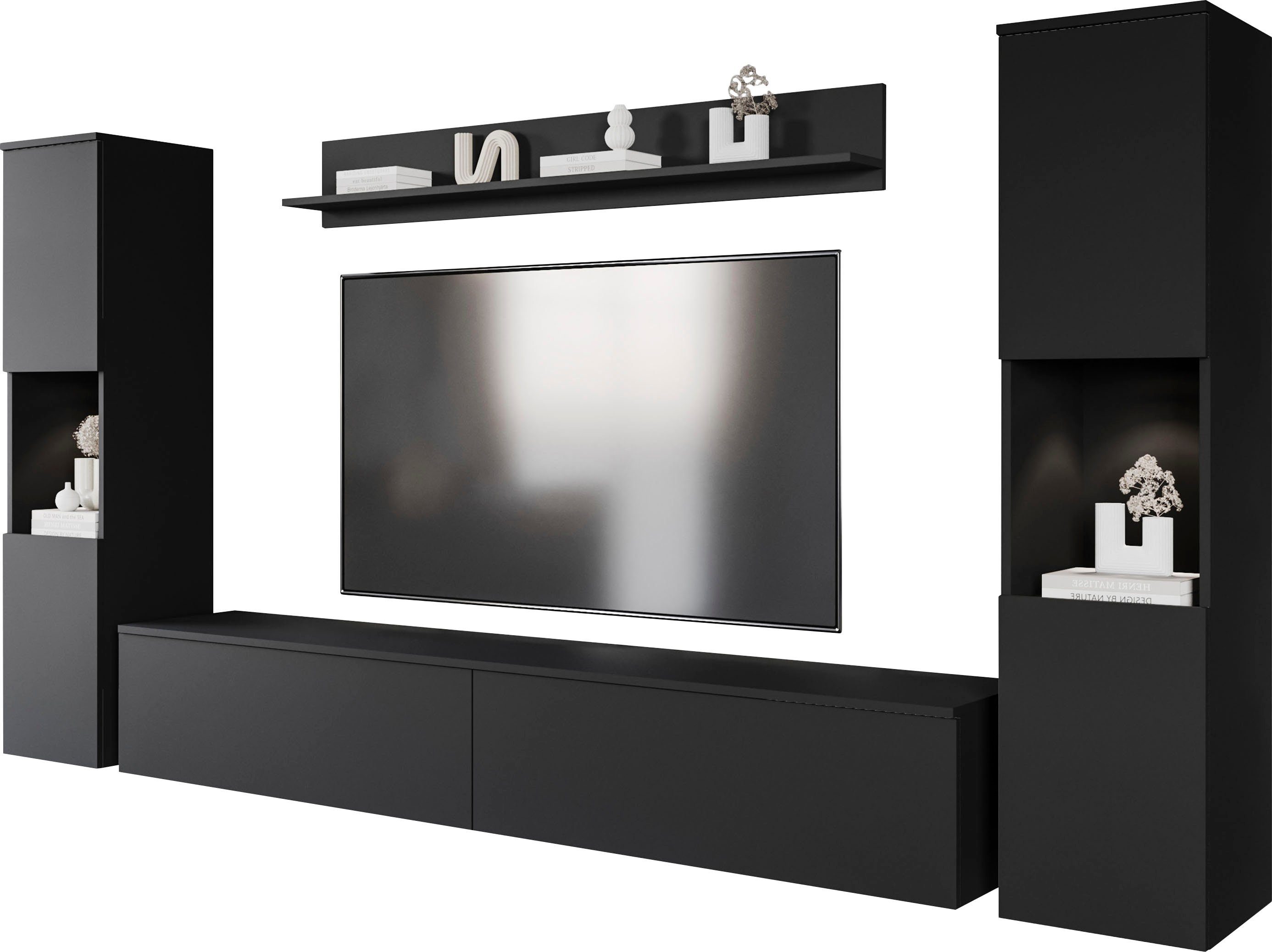 INOSIGN Wohnwand PARIS, Vitrine Türanschlag links/rechts wechselbar, (Kompl günstig online kaufen