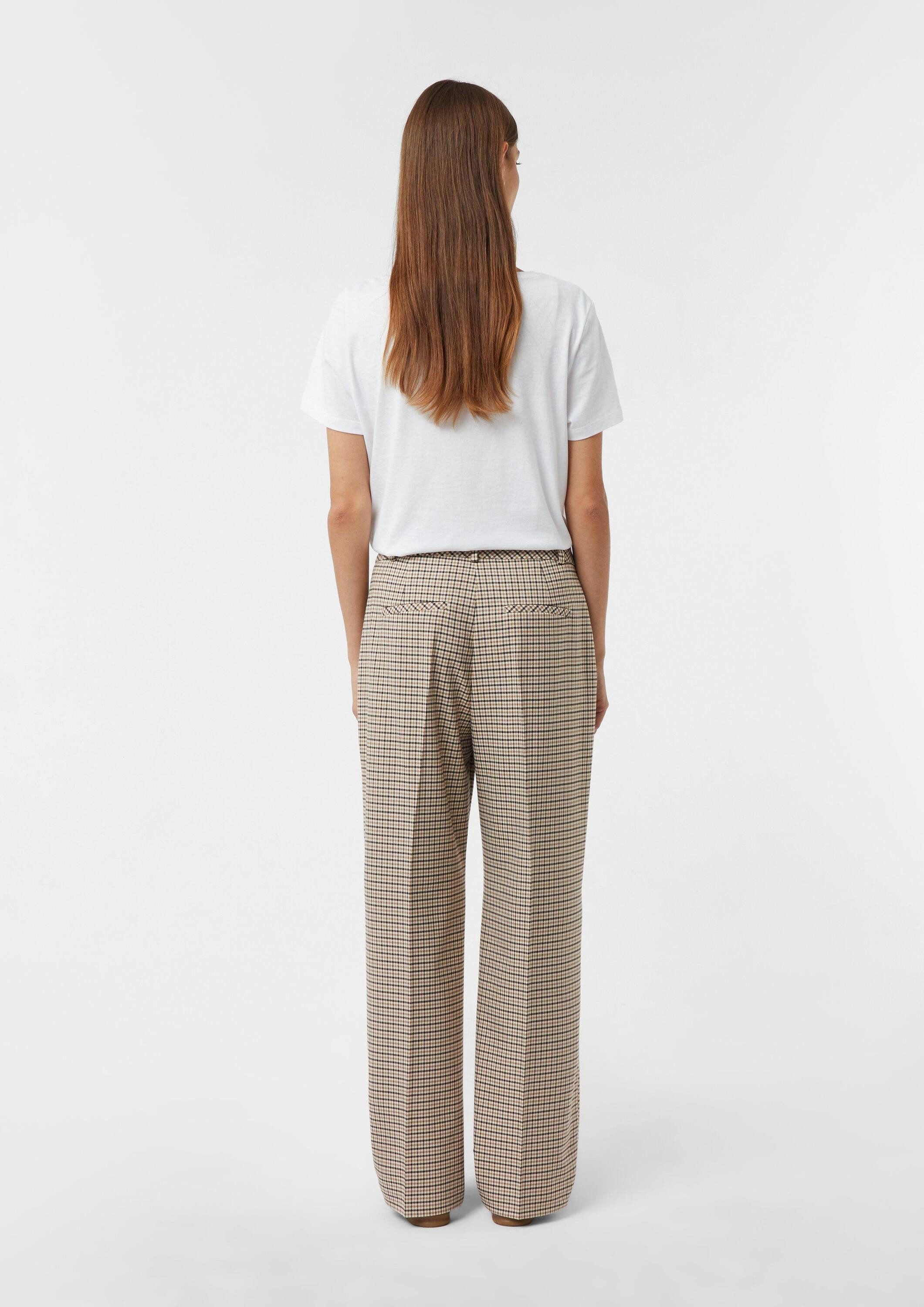 comma Chinos Hose Karohose mit Straight Leg