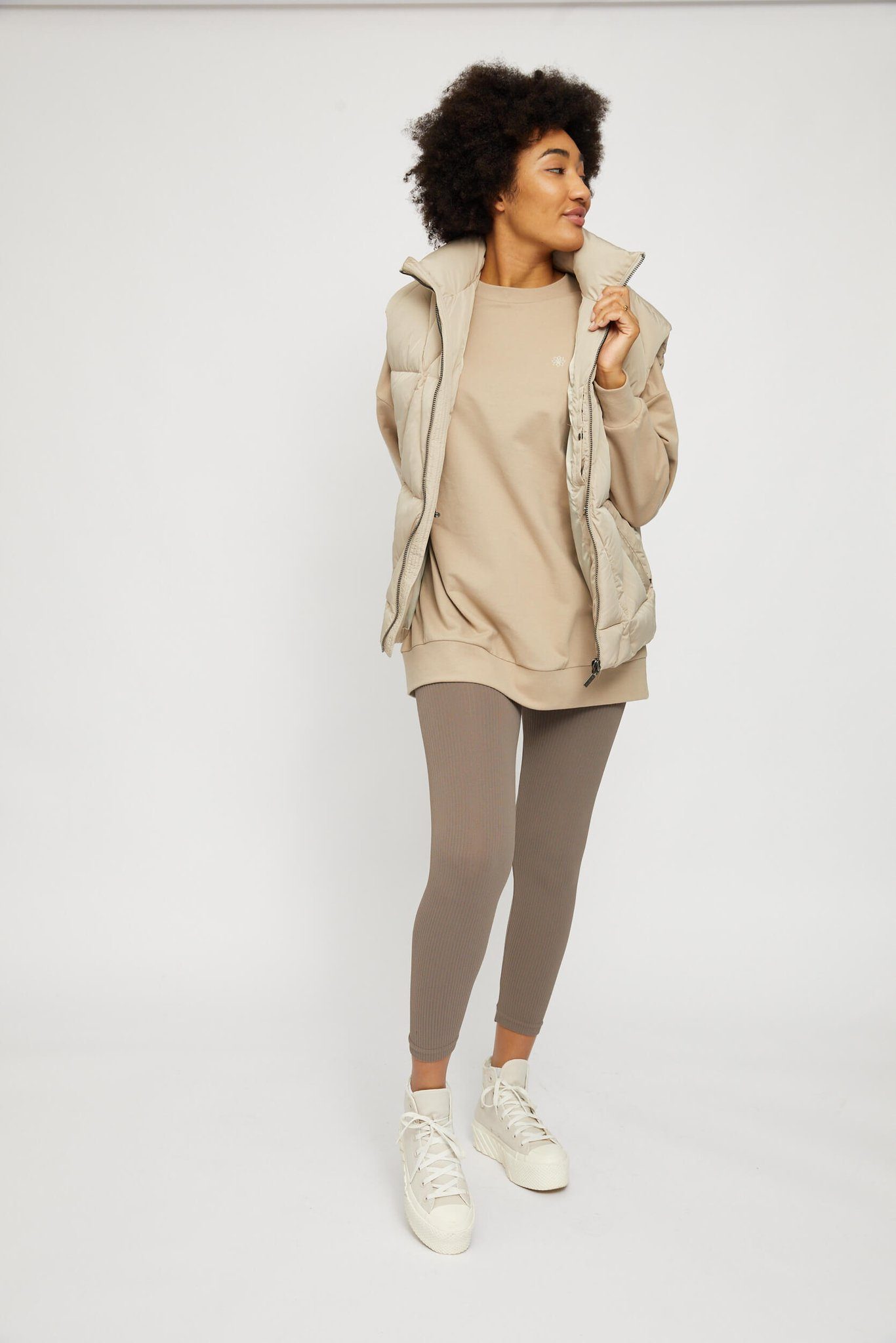 MAZINE Winterjacke HANSKA VEST Beige Vegane Damen Winterweste
