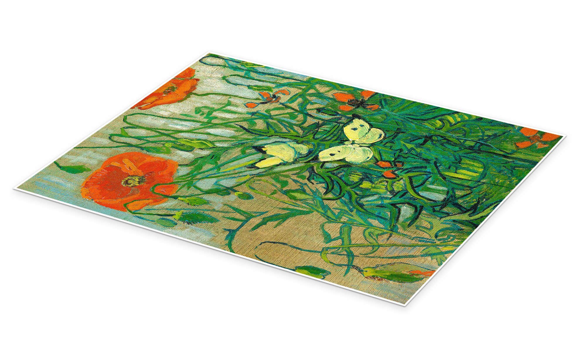 Posterlounge Wandbild Schmetterlinge auf Mohnblüten, Vincent van Gogh, erhältlich als Poster, Leinwandbild, Wandsticker oder Acrylglasbild – Bild 2 von 5