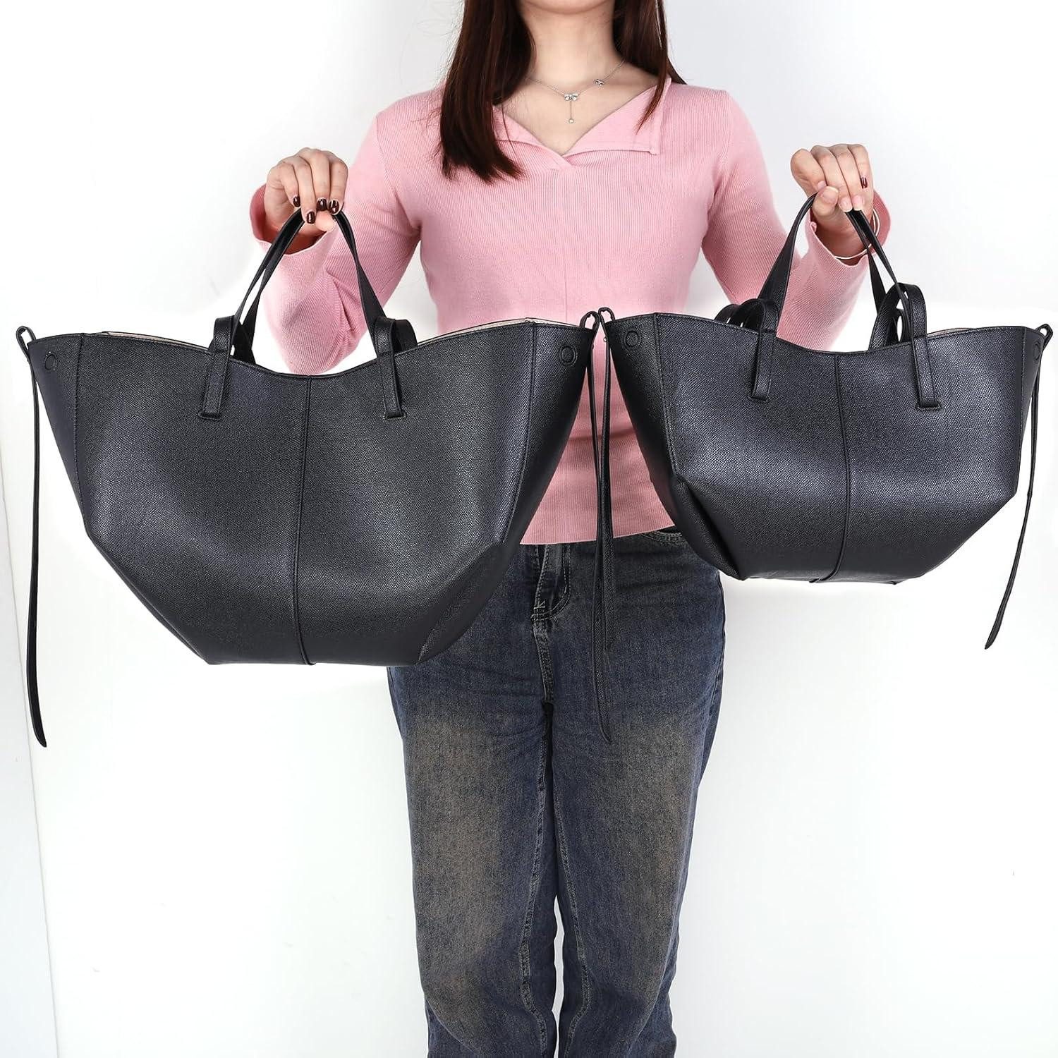 LuxusKollektion Shopper TIAASTAP Tote Bag Kunstleder Damen GroB Schultertasche Schwarz