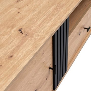 Merax Lowboard Patchwork mit Holzmaserung, mit 2 Türen und 1 Schublade, TV-Schrank mit Einlegböden, B:170cm